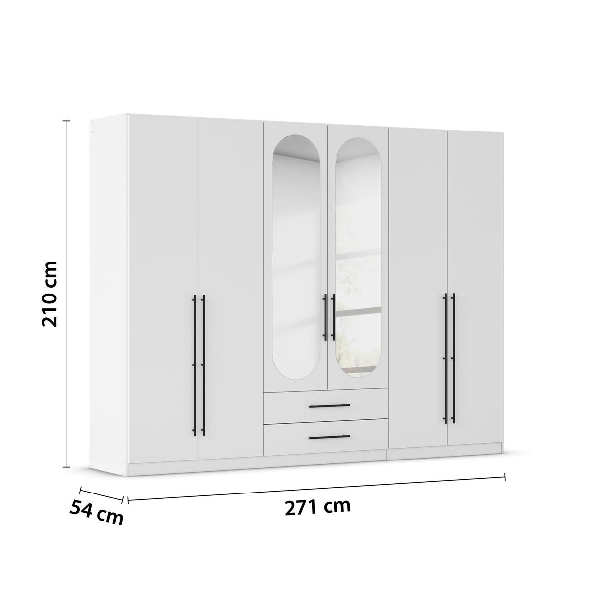 Dulap cu uși rotative VELORA - alb, Konventionell, material pe bază de lemn (271/210/54cm) - Mömax