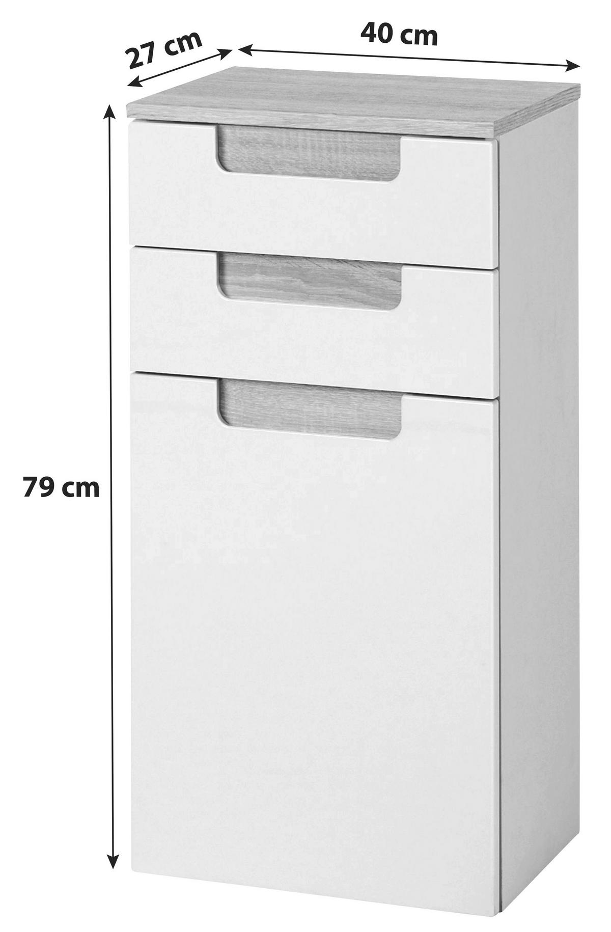 Unterschrank in Weiss/Eiche Sonoma 'Siena' - Weiß/Sonoma Eiche, MODERN, Holzwerkstoff (40/79/27cm) - Held