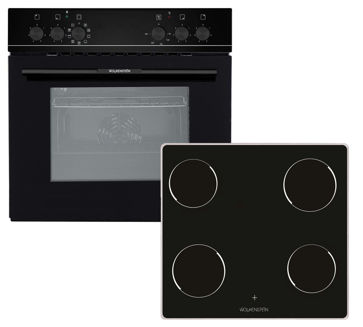 Herdset WMOC 80 Schwarz - Schwarz, KONVENTIONELL, Glas/Metall (59,5/59,5/55cm) - Wolkenstein