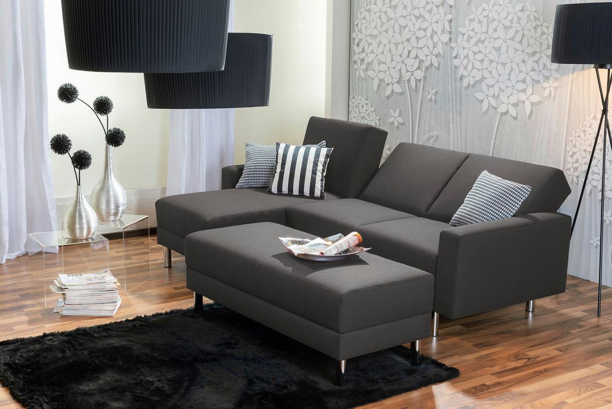 ECKSCHLAFSOFA JUST FASHION - Chromfarben/Anthrazit, KONVENTIONELL, Textil/Metall (152/230cm) - Max Winzer