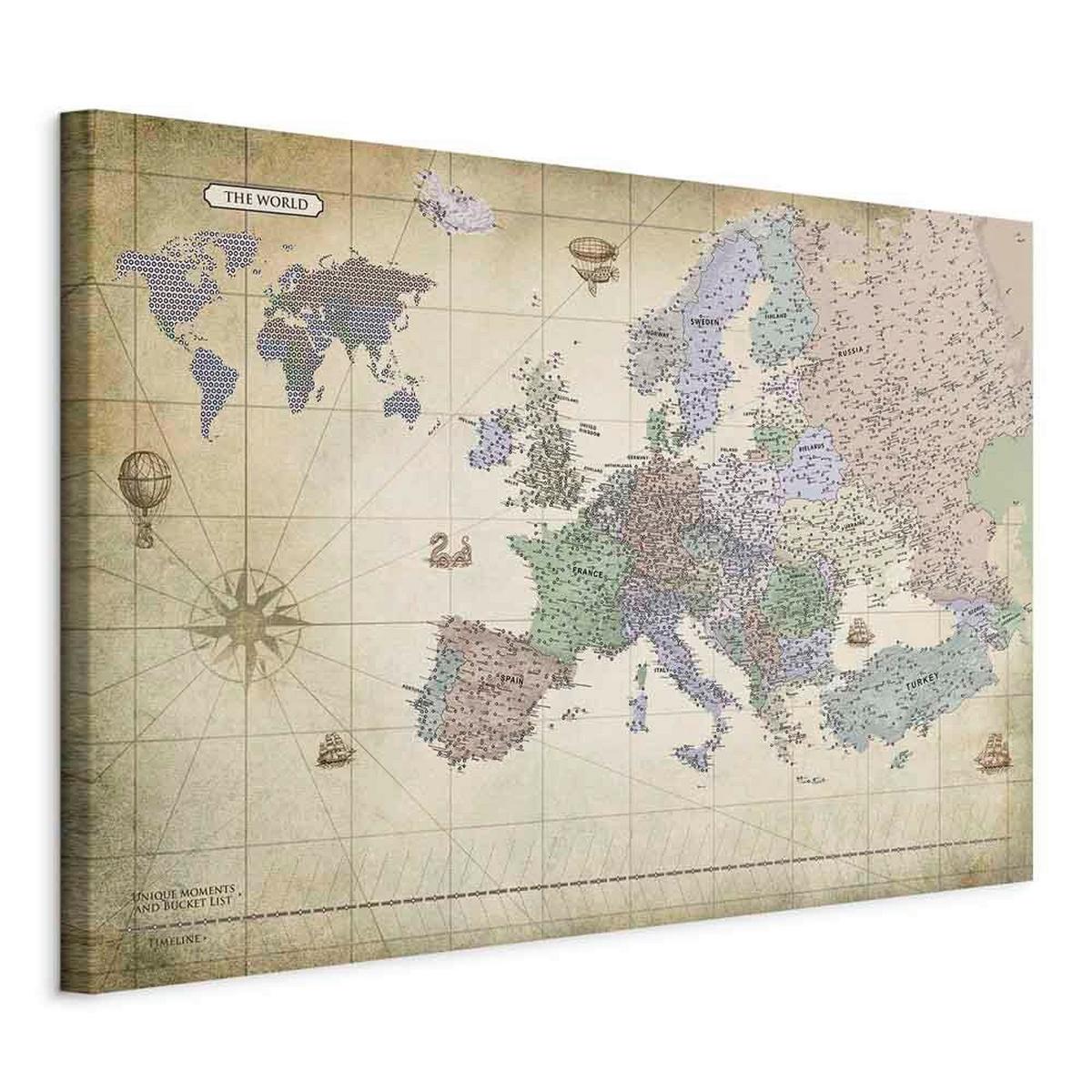 Slika Na Platnu Map Of Europe - sivobela/biserna, Basics, tekstil/les (90/60/1.2cm) - artgeist