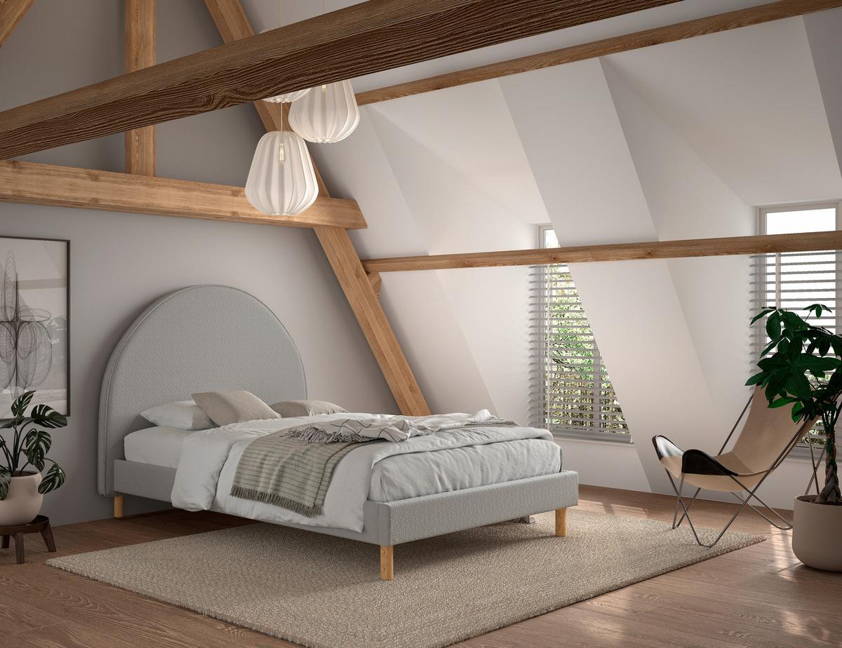Kinder-/Juniorbett Moon ca. 140x200 cm Grau - Naturfarben/Grau, ROMANTIK / LANDHAUS, Holz/Textil (140/200cm) - MID.YOU