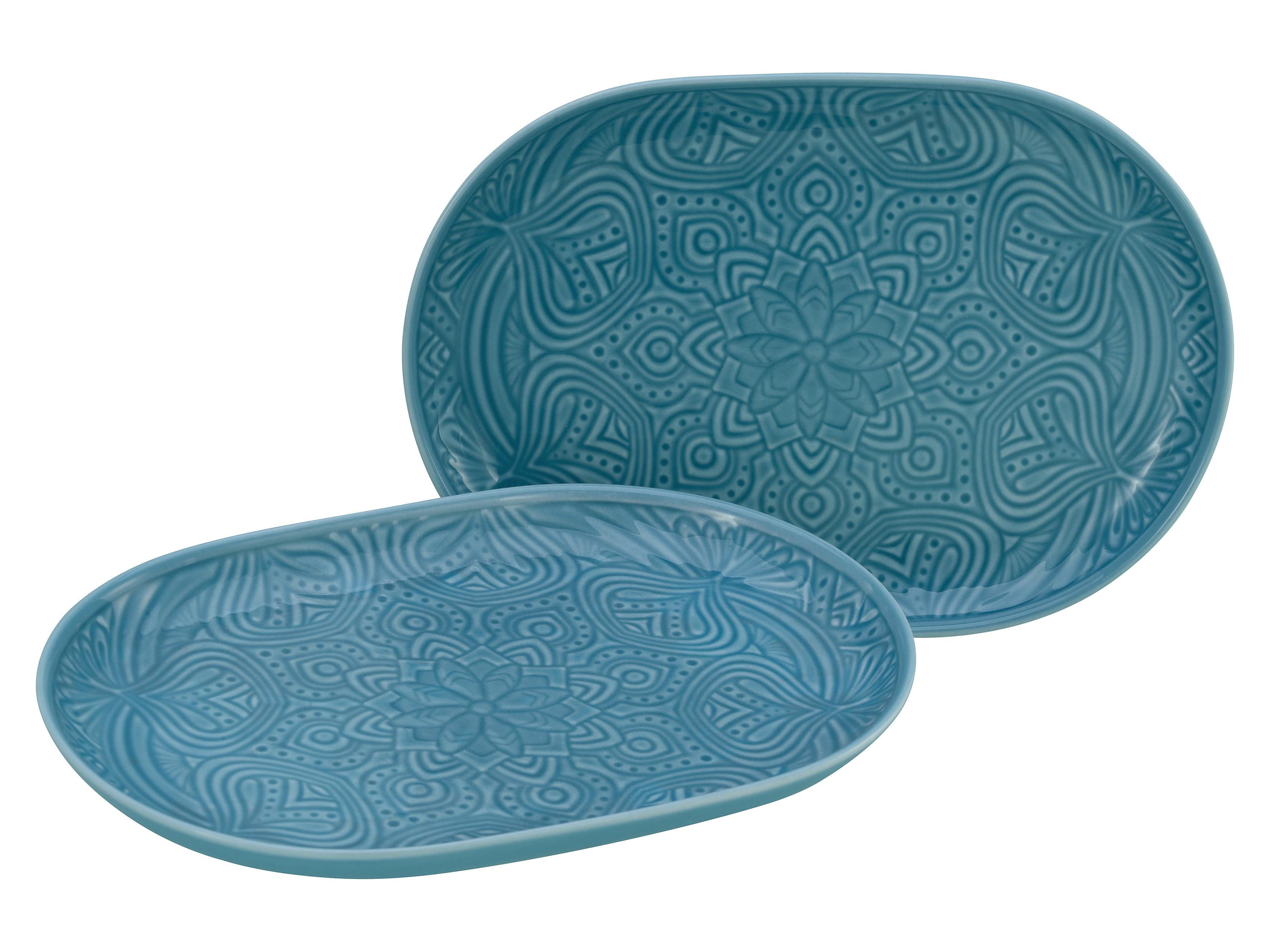 Set Pladnjev Za Serviranje Orient Mandala, 2-Delni - svetlo modra, Trend, keramika (30/23/7cm) - Creatable