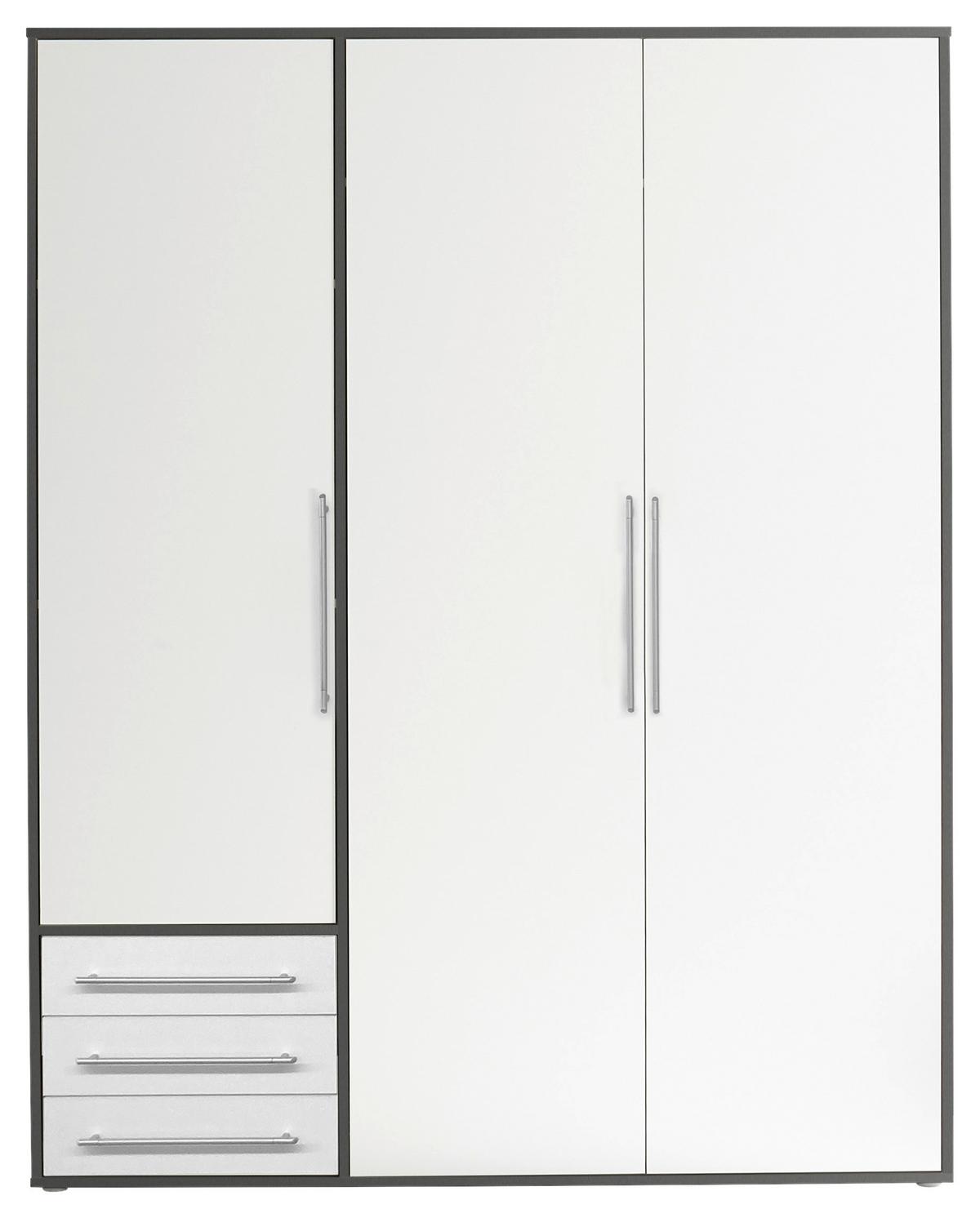 Omara S Klasičnimi Vrati Lyss, Bela, Grafit, 155 Cm - srebrne barve/bela, Moderno, umetna masa/leseni material (155/194/58cm) - Modern Living