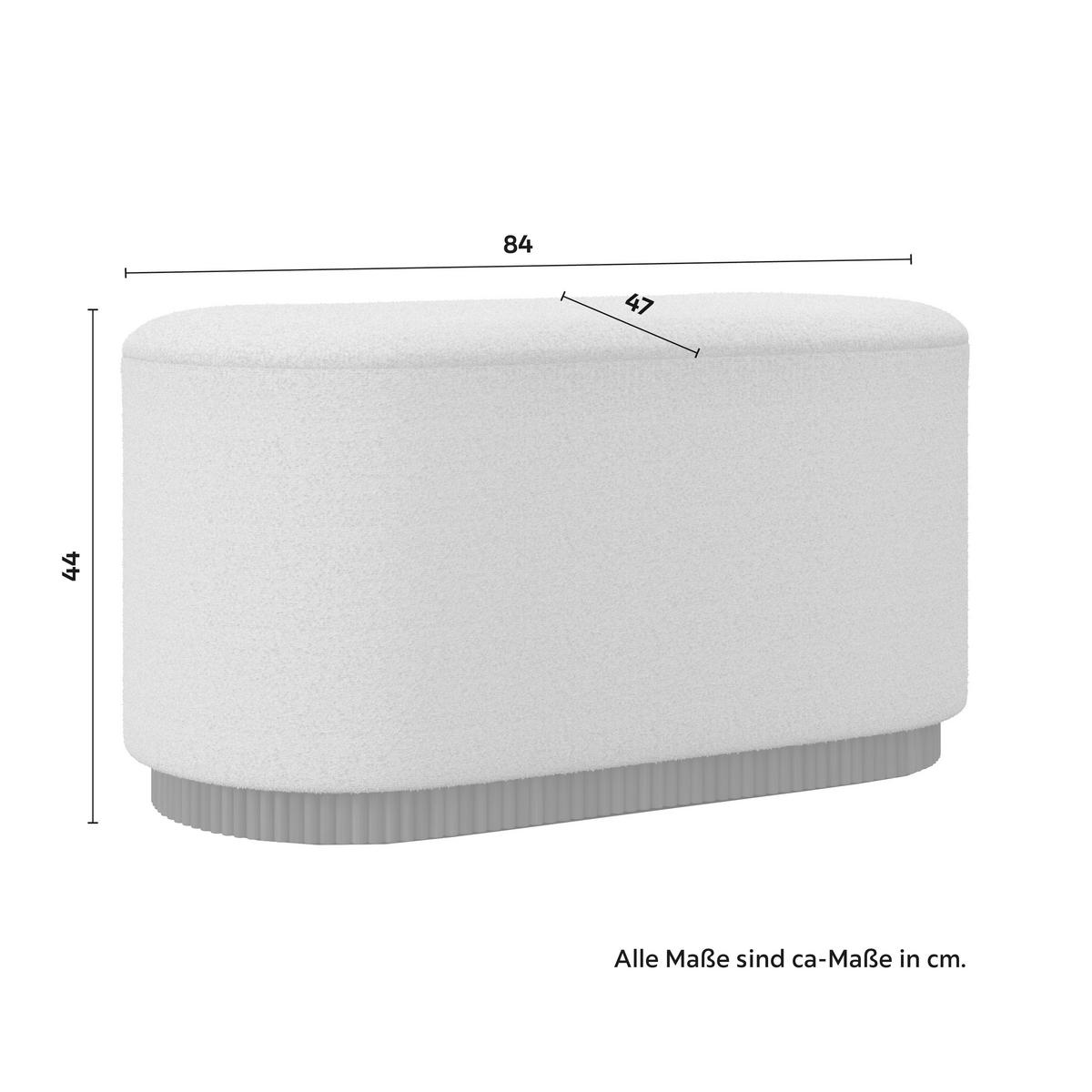 Sitzbank Nina mit Stauraum inkl. 2 Hocker Bouclé Weiß - Naturfarben/Weiß, MODERN, Holz/Holzwerkstoff - Bessagi Home