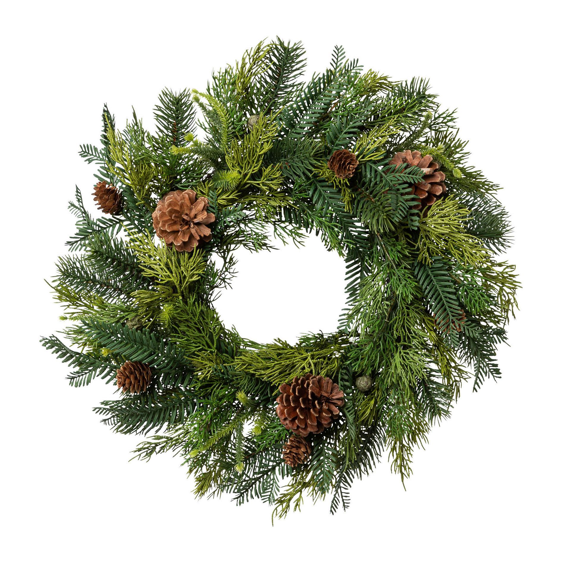 Dekokranz Tannenmix Ø ca. 50cm - Braun/Grün, Trend, Kunststoff (50cm) - X-Mas