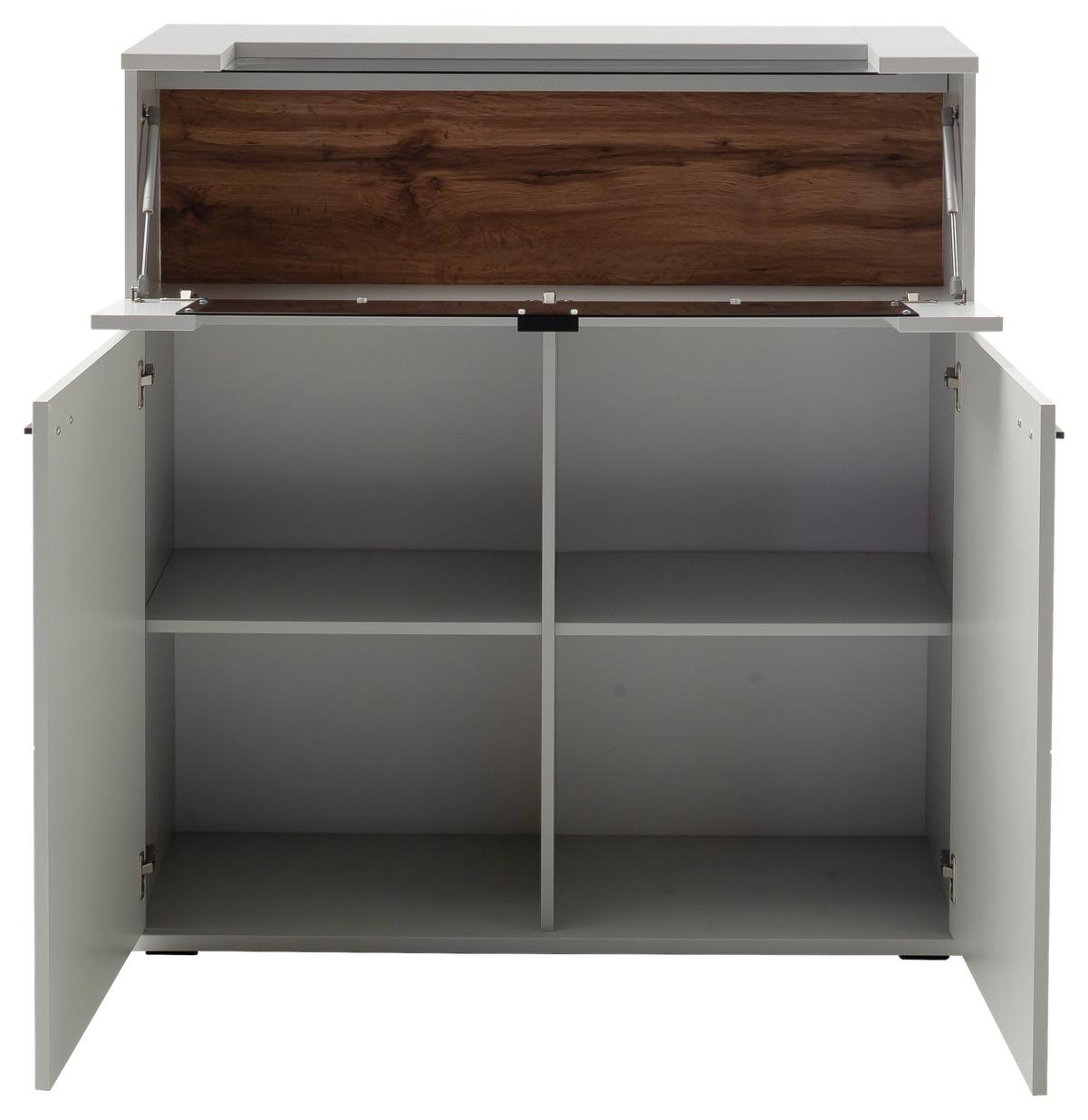 KOMODA WYSOKA LISSABON - kolor dębowy/antracytowy, Design, materiał drewnopochodny/metal (110/118/44cm) - Stylife