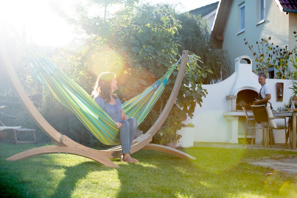 Hängematte Kingsize Hammock Outdoor Gelb/Grün/Türkis - Türkis/Gelb, KONVENTIONELL, Textil (180/400cm) - La Siesta