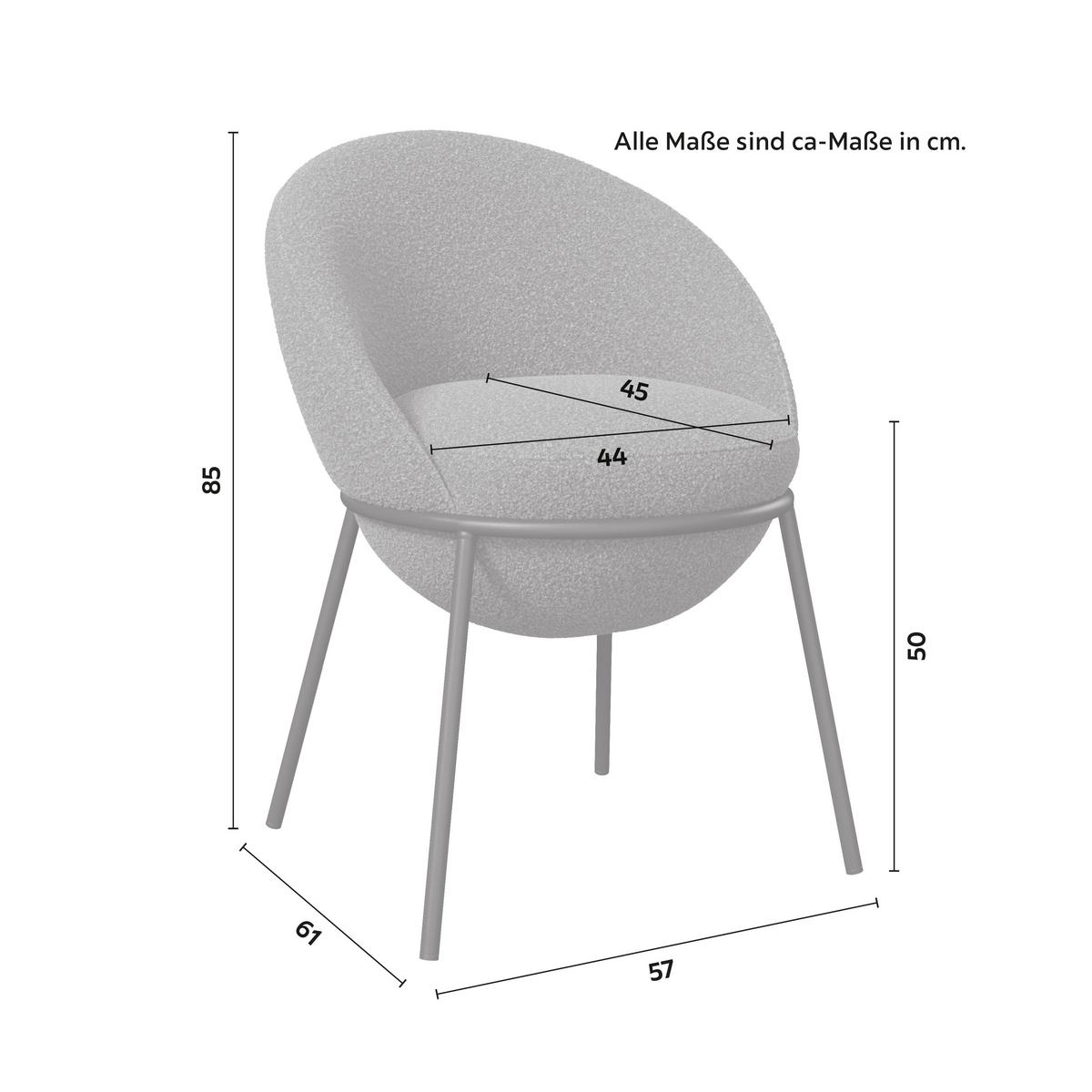 Armlehnstuhl Zoa Grau Struktur Gepolstert - Schwarz/Grau, MODERN, Holz/Textil (57/85/61cm) - Bessagi Home