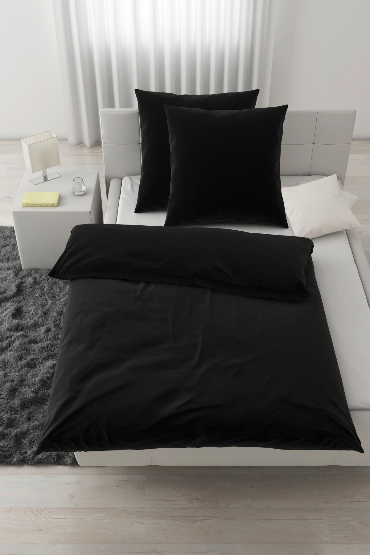 Bettwäsche Iris XXL Schwarz ca. 200x200cm - Schwarz, MODERN, Textil (200/200cm) - Modern Living