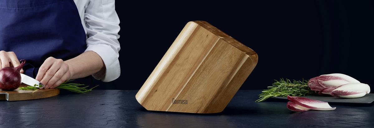 Messerblock Profi Line in Akazienfarben - Akaziefarben, KONVENTIONELL, Holz (28,9/8,2/18,7cm) - Gourmesto