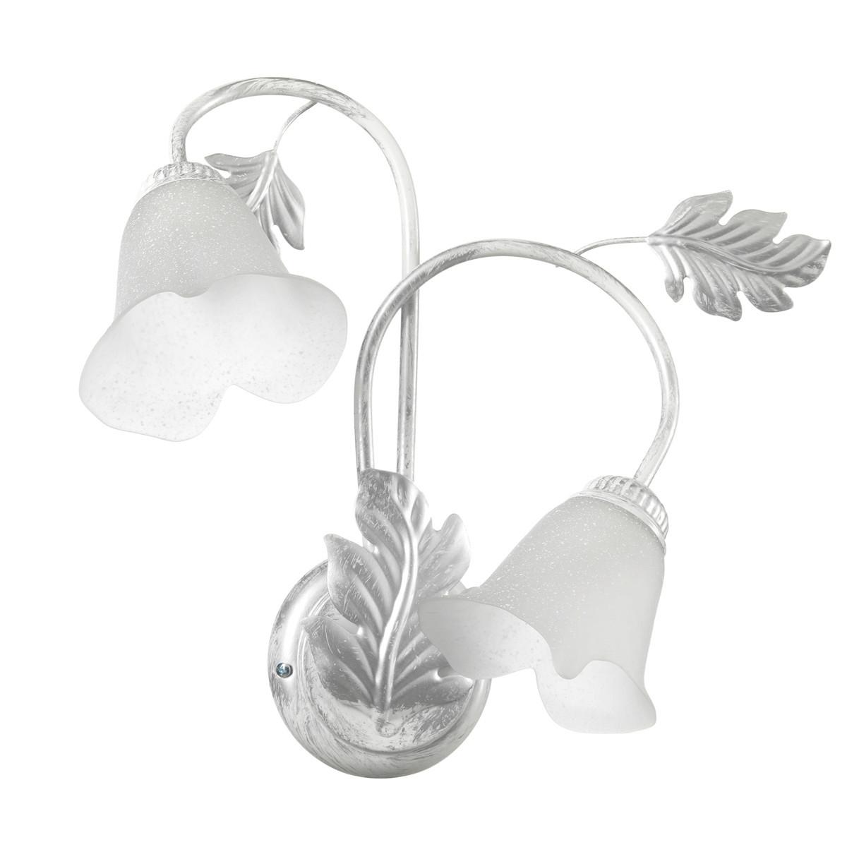 Wandleuchte Marilena Weiß/Silber max. 6 Watt - Silberfarben/Weiß, KONVENTIONELL, Glas/Metall (40/48cm)