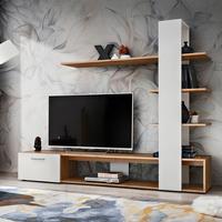 Wohnwand Eco Weiß/Eiche Wotan - Eiche Wotan/Weiß, MODERN, Holzwerkstoff/Kunststoff (190/152/35cm) - P & B