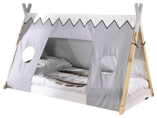 Hausbett Tipi ca.90x200cm Weiß, Kieferfarben - Naturfarben/Weiß, MODERN, Holz (90/200cm) - MID.YOU
