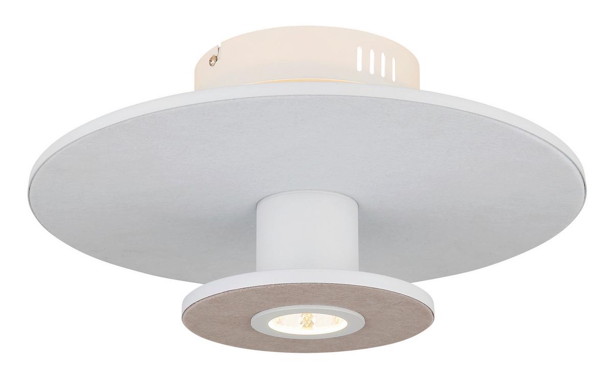 LED-Deckenleuchte Carter Weiß/Hellgrau/Beige max.24Watt - Beige/Hellgrau, Basics, Kunststoff/Textil (38/18cm) - Globo