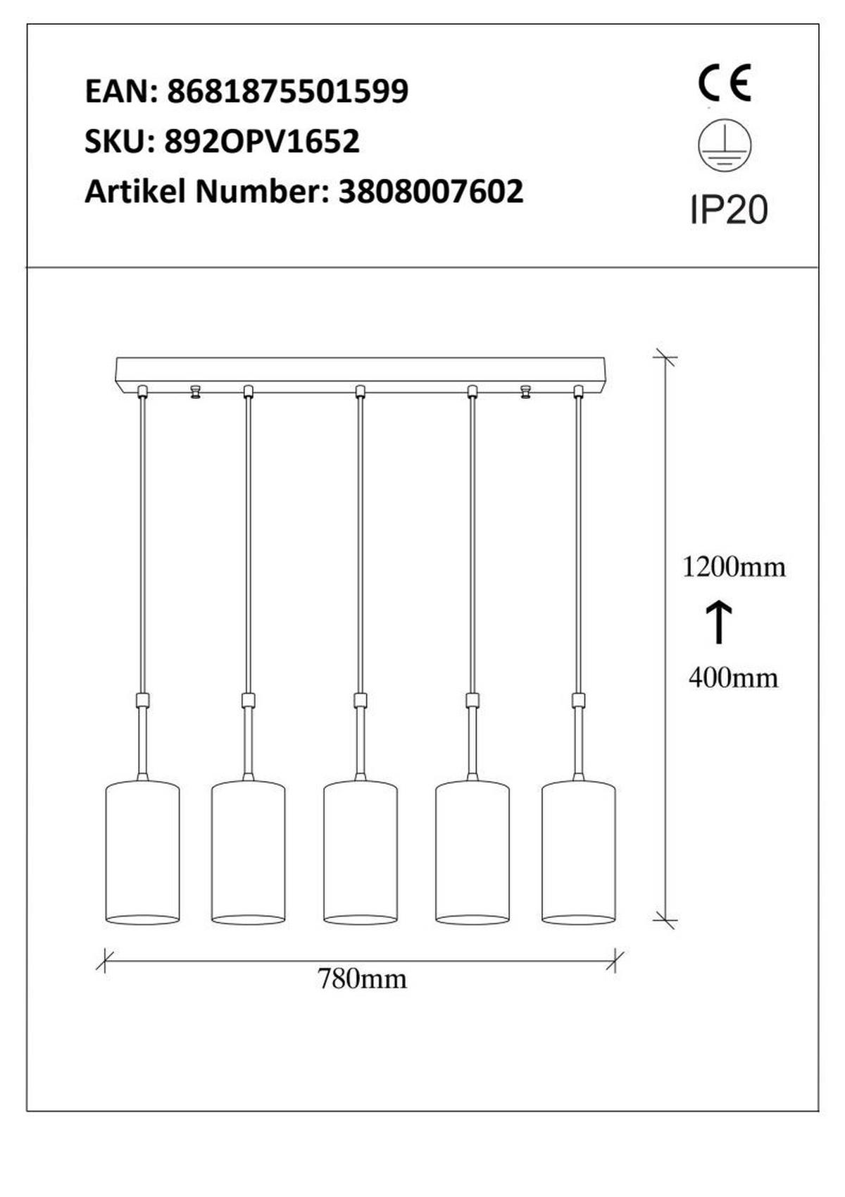 LAMPA SUFITOWA 3808007602 - kolor złoty, Trend, metal (120/79/9cm) - P & B