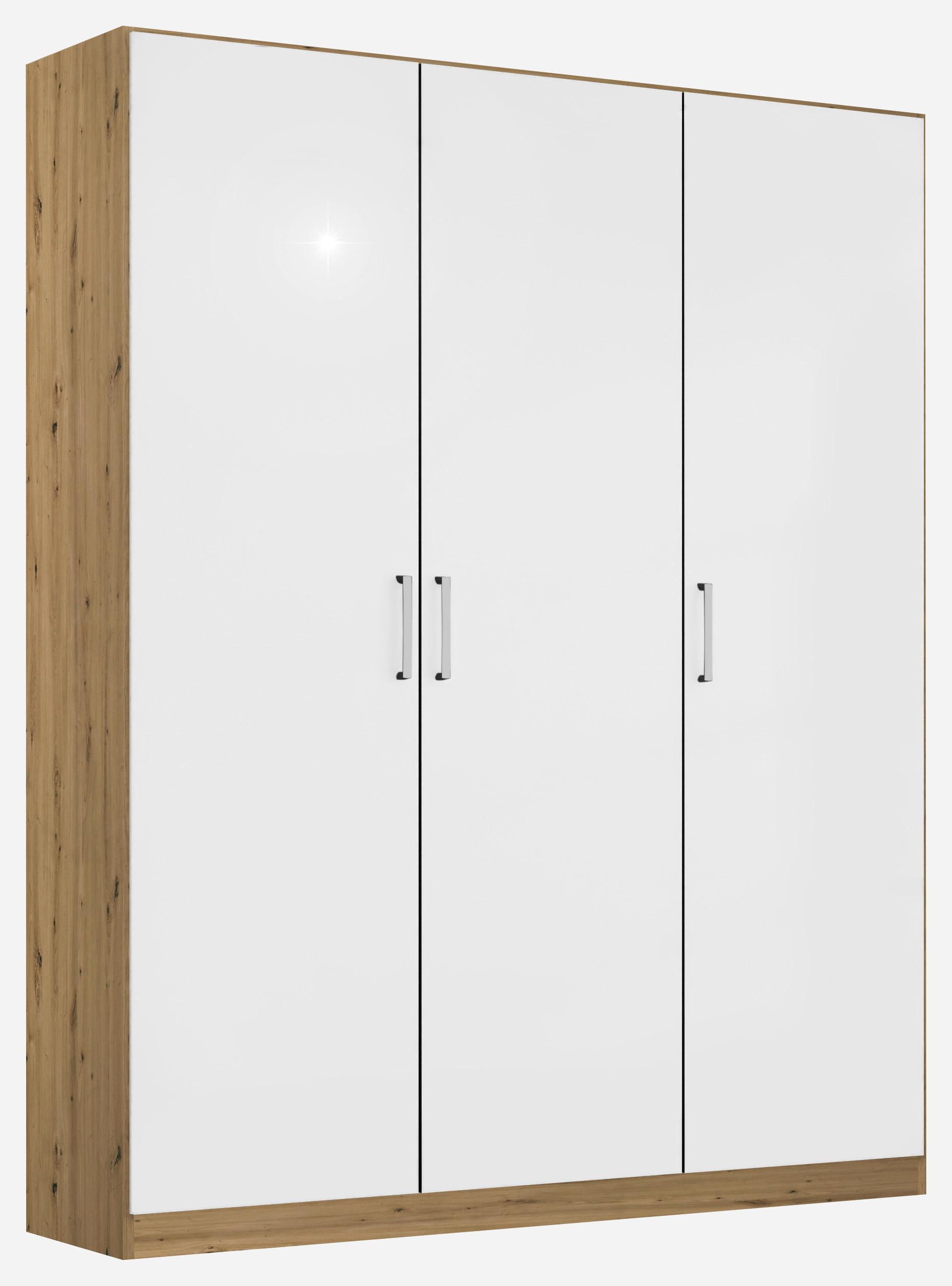 Ormar S Klasičnim Vratima Berlin - hrast Artisan/bijela visoki sjaj, Moderno, drvni materijal/plastika (136/210/54cm) - Modern Living