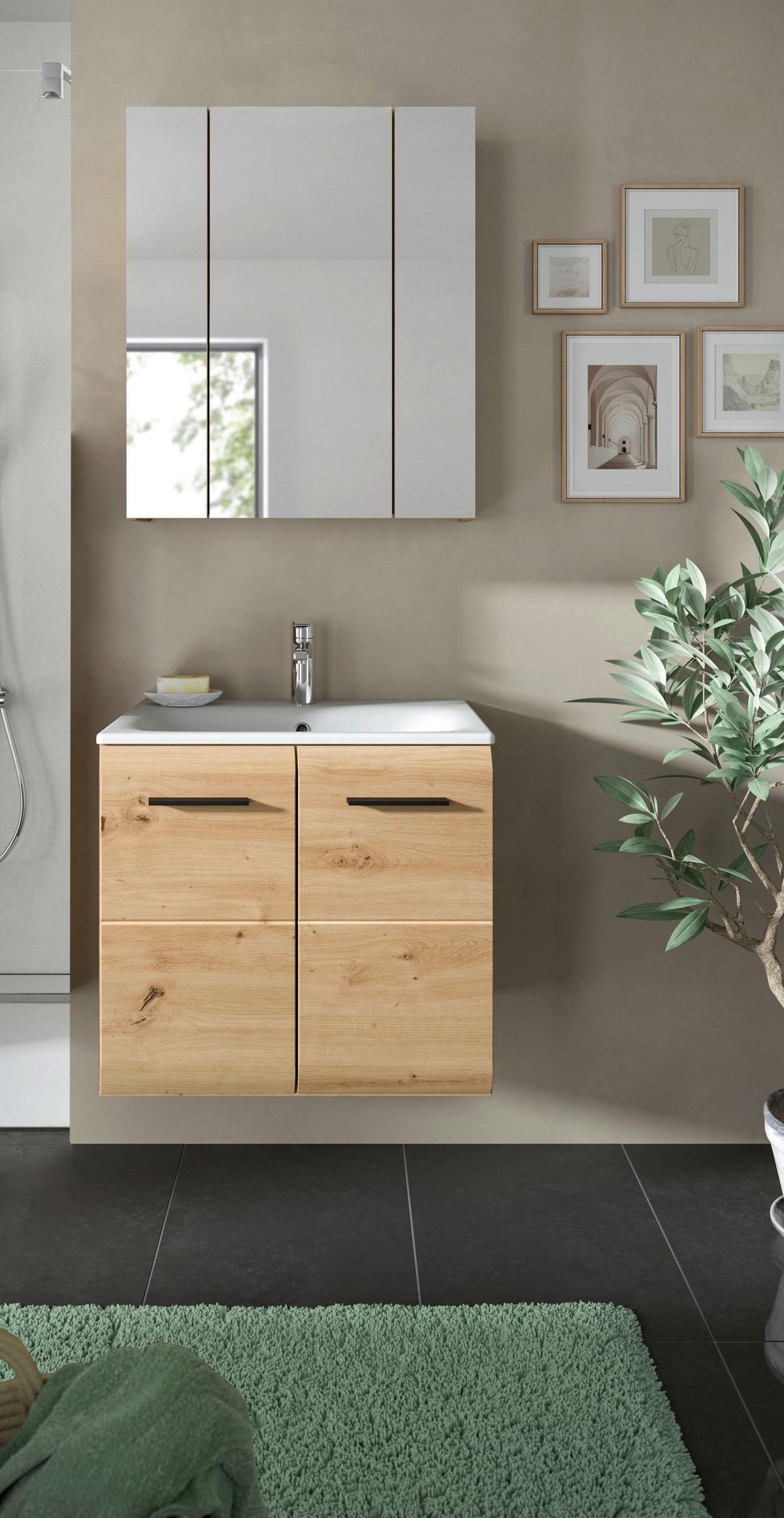 BADEZIMMER ICE - Weiss/Schwarz, Basics, Keramik/Holzwerkstoff (60cm) - MID.YOU