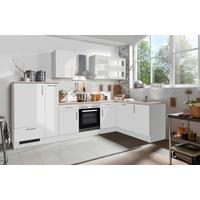 Menke Eckküche White-Premium Weiß Hochgl . B: ca. 310x173cm - Weiß Hochglanz/Silberfarben, KONVENTIONELL, Holzwerkstoff/Metall (310/173cm) - Menke