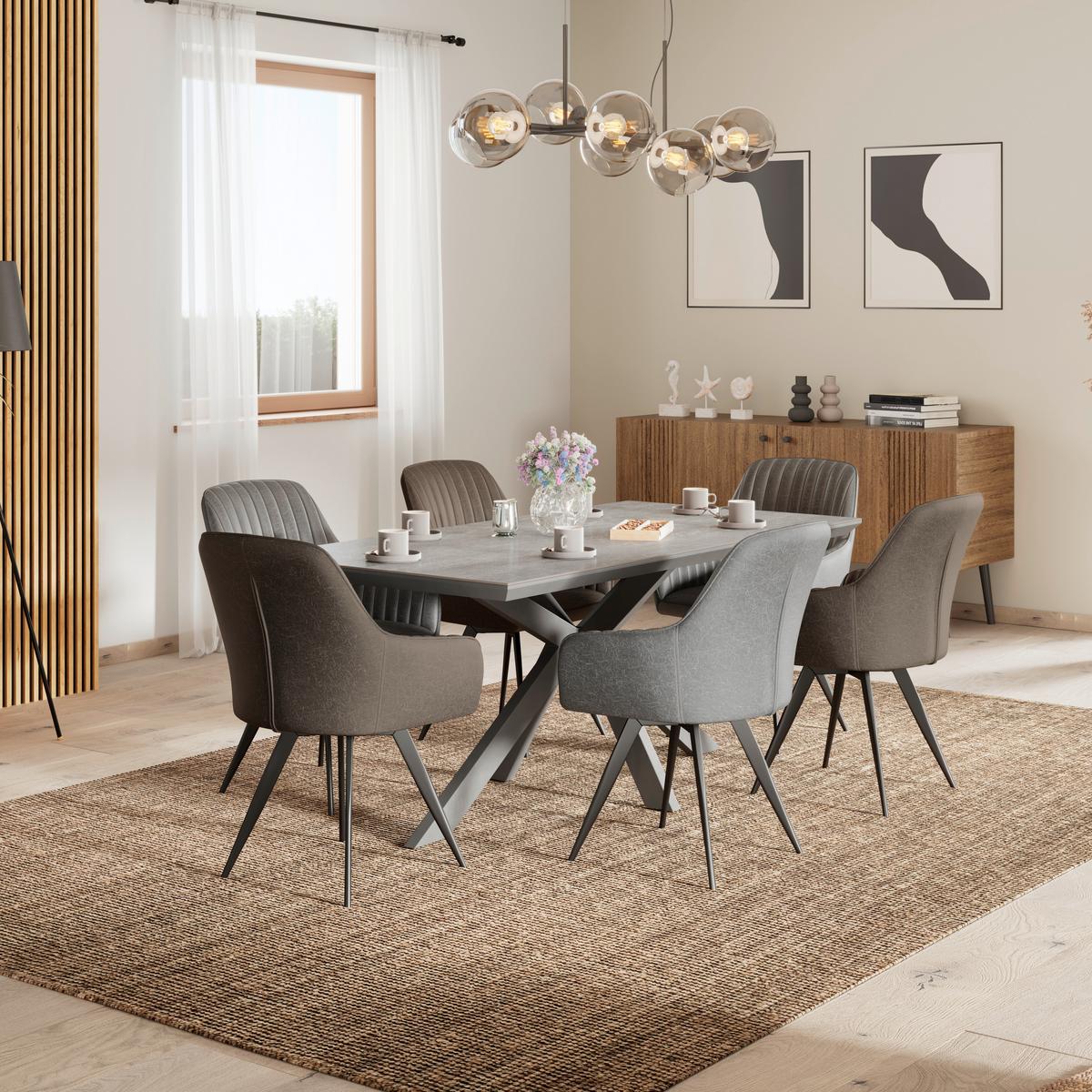 Jedilna Miza Steve, Črna, Keramična Plošča, 180x90 - črna, Moderno, kovina/leseni material (180/76/90cm)