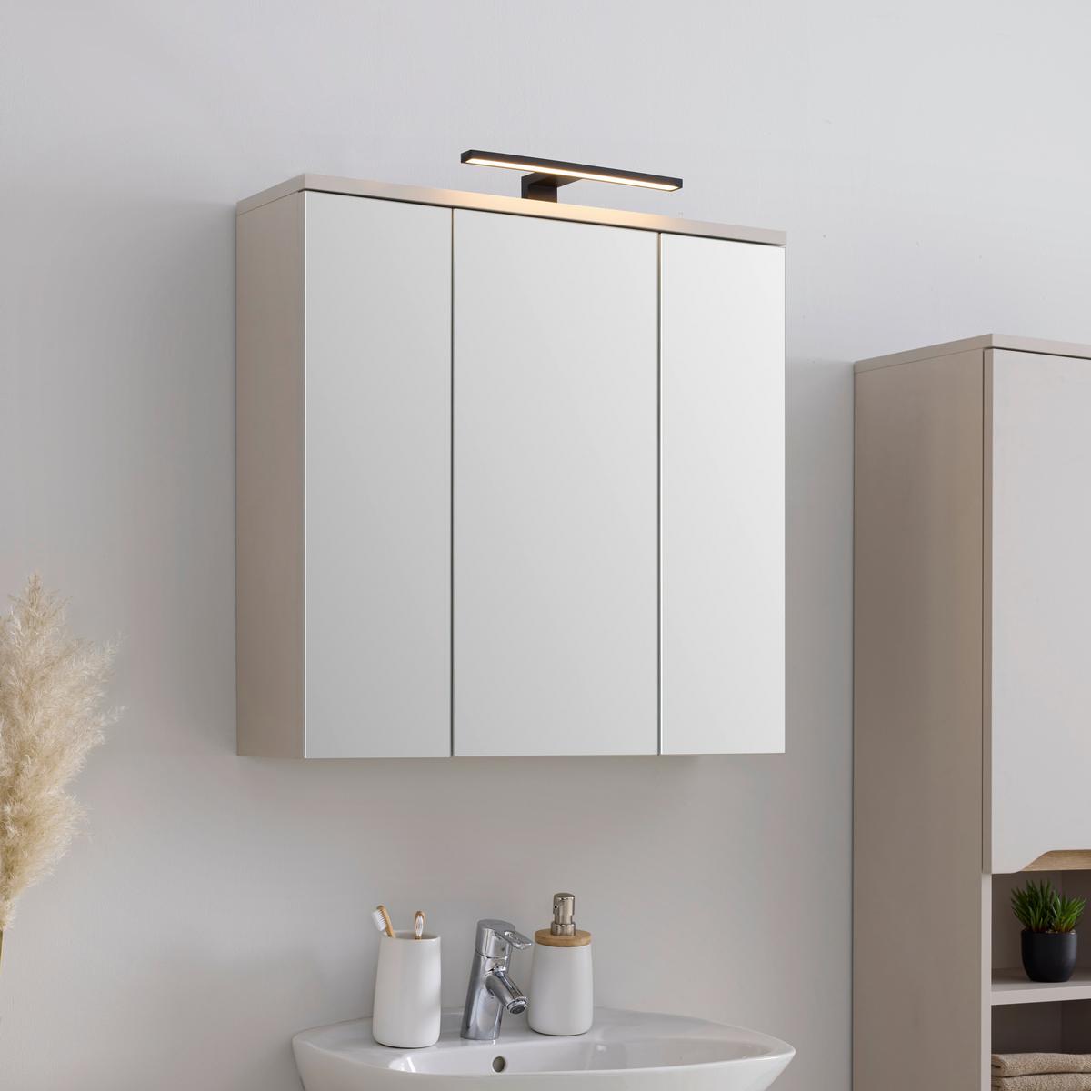 Spiegelschrank Mallorca Kaschmir-/Eichefarben - Eichefarben/Schwarz, MODERN, Glas/Holzwerkstoff (70/70/20cm) - Based