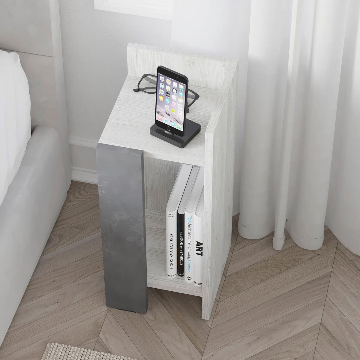 Nachtisch Elos ca. 27x60x25 cm Grau - Grauweiß/Grau, Design, Holzwerkstoff (27/60/25cm) - Livetastic
