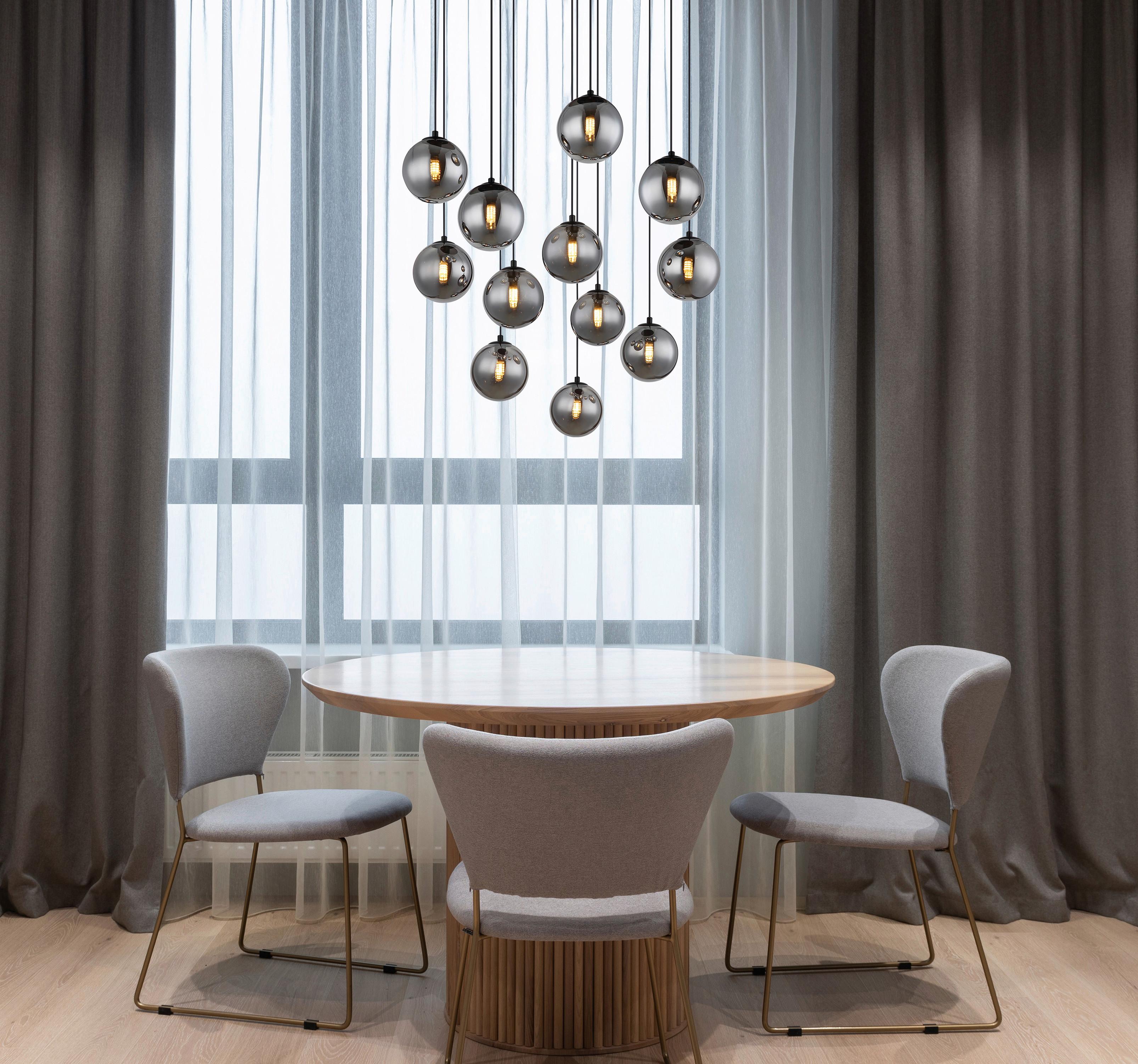 LED-HÄNGELEUCHTE 56133-12D1 RIHA - Schwarz, Design, Glas/Kunststoff (75/120cm) - Globo