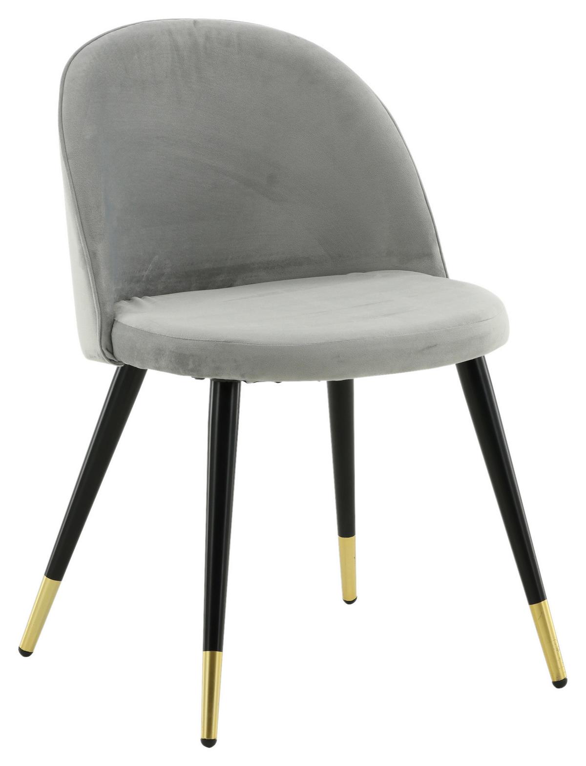 STUHL-SET VELVET - Hellgrau/Schwarz, Design, Textil/Metall (57/76.5/50cm) - Livetastic