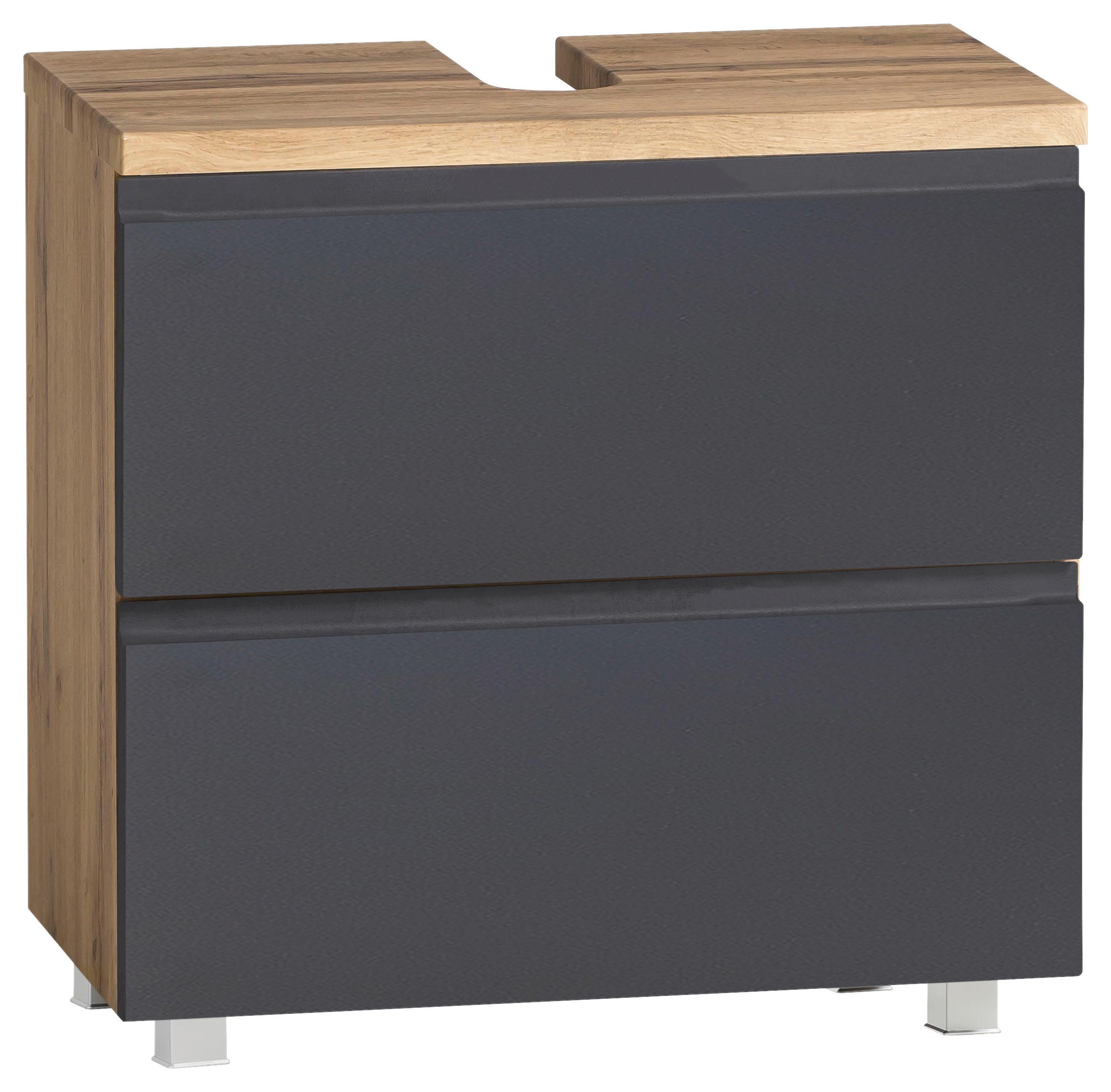 Waschbeckenunterschrank Varese ca. 60x56 cm Wotan Eiche - Eiche Wotan/Grau, MODERN, Holzwerkstoff (60/56/35cm) - Held