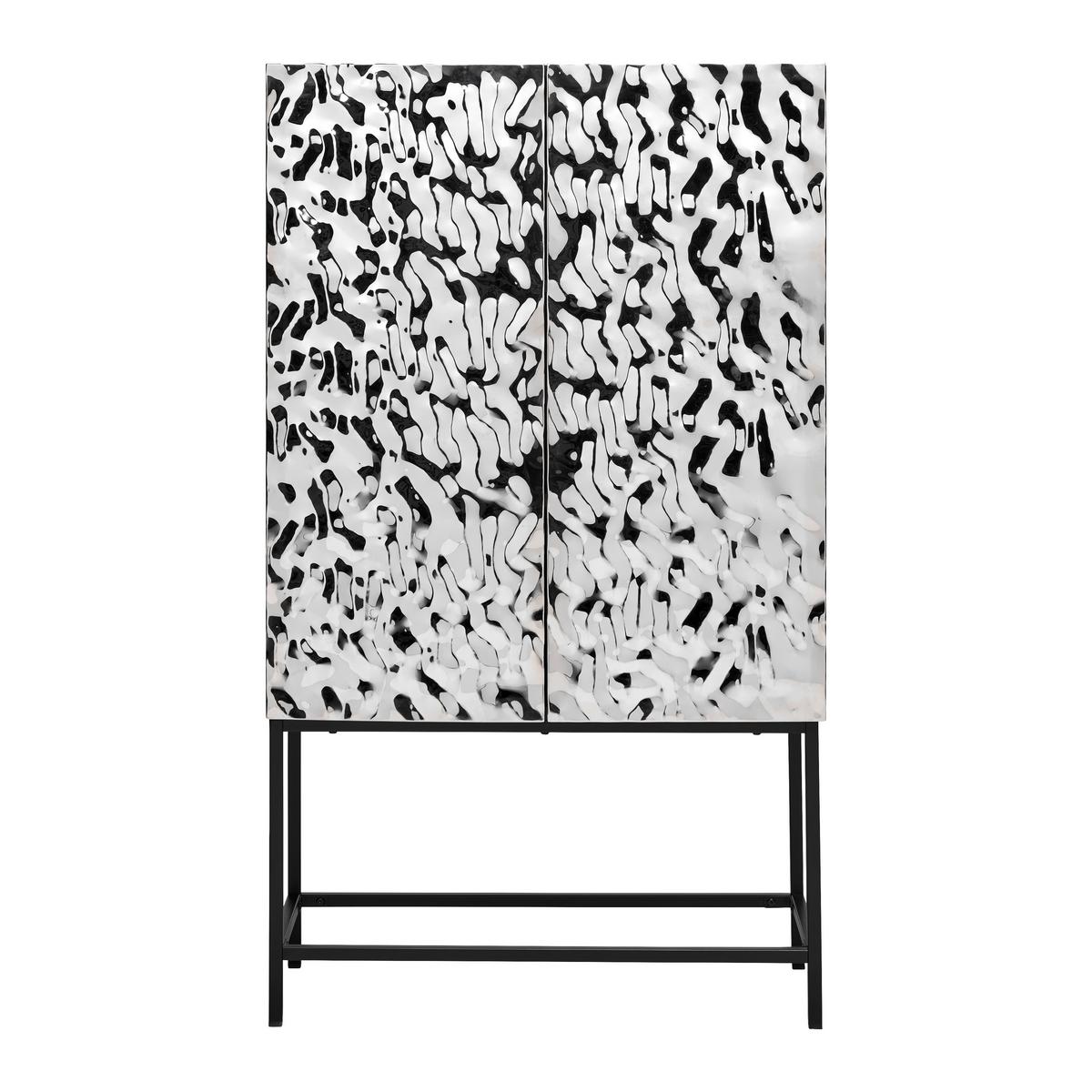 Highboard Marlene Schwarz/Edelstahlfarben - Edelstahlfarben/Schwarz, Design, Holzwerkstoff/Metall (80/140/40cm) - Mömax