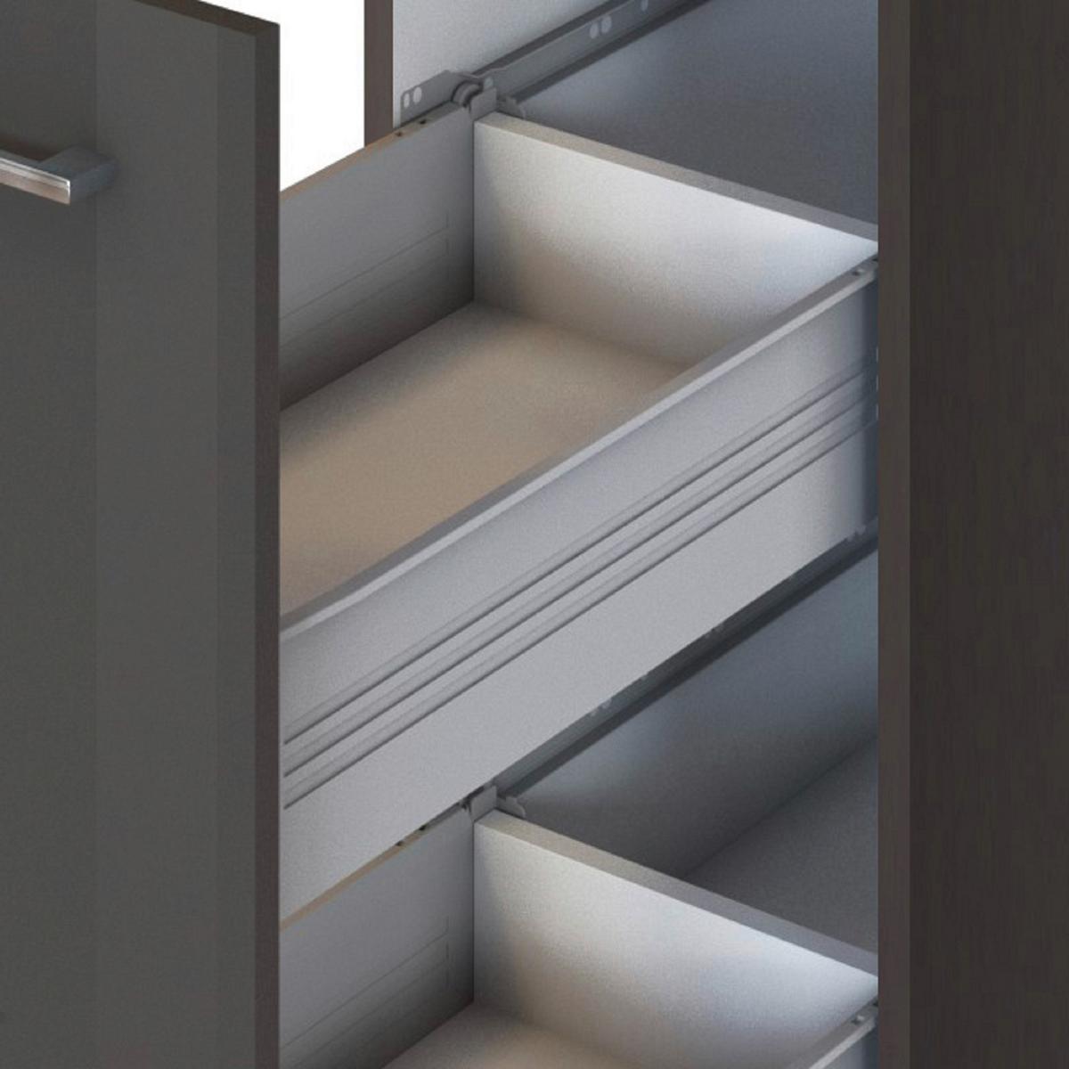 Küchenblock Mailand m. Geräten Graphitfarben - Silberfarben/Graphitfarben, MODERN, Holzwerkstoff/Metall (320cm) - Held