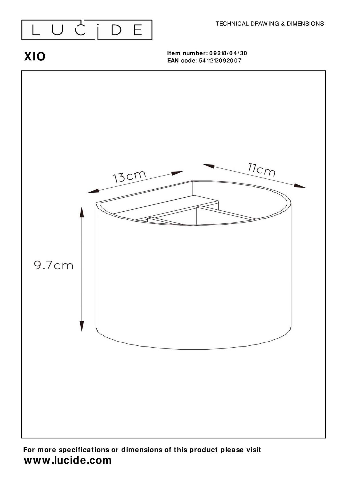 KINKIET LED 09218/04/30 XIO - czarny, Design, metal (11/13/9.7cm) - Lucide