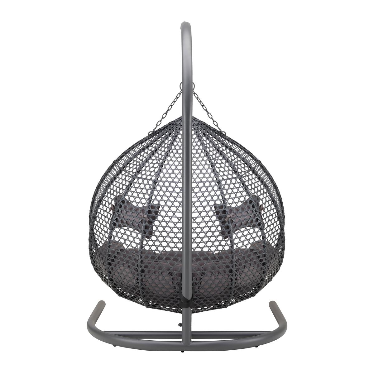 Hängesessel BARI Dunkelgrau, Kissen Grau - Dunkelgrau/Grau, Modern, Kunststoff/Textil (130/201/116cm) - Bessagi Garden