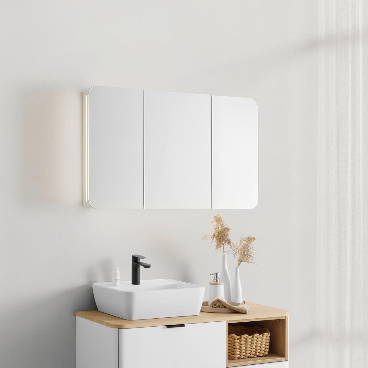 Spiegelschrank Elias Weiß - Weiß, MODERN, Glas/Holzwerkstoff (100/60/18cm) - Mömax
