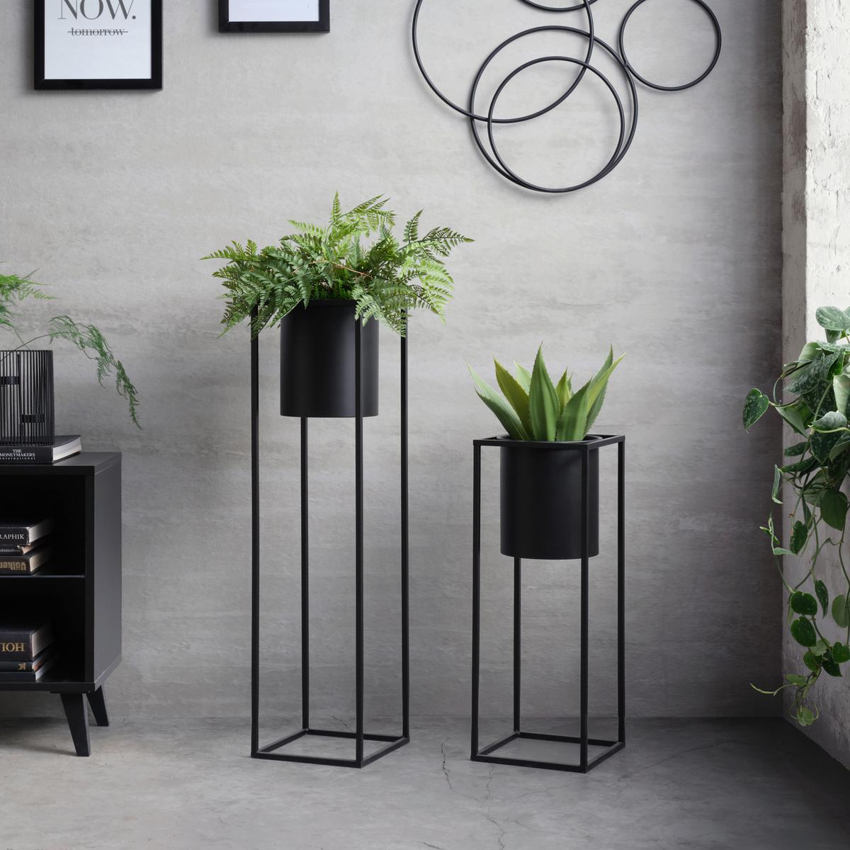 Übertopf Kiara aus Eisen in Schwarz - Schwarz, LIFESTYLE, Metall (20,8/55,5cm) - Mömax