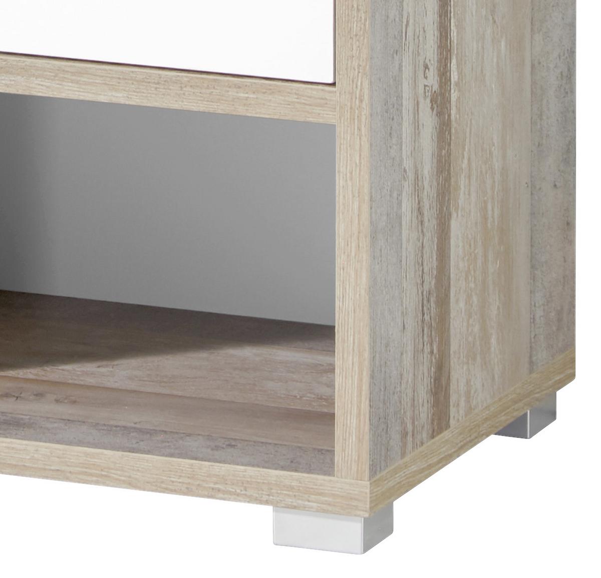 Nachtkästchen in Braun/Grau/ Weiss 'Moon' - Anthrazit/Silberfarben, MODERN, Holzwerkstoff/Kunststoff (49/52/41cm) - MID.YOU