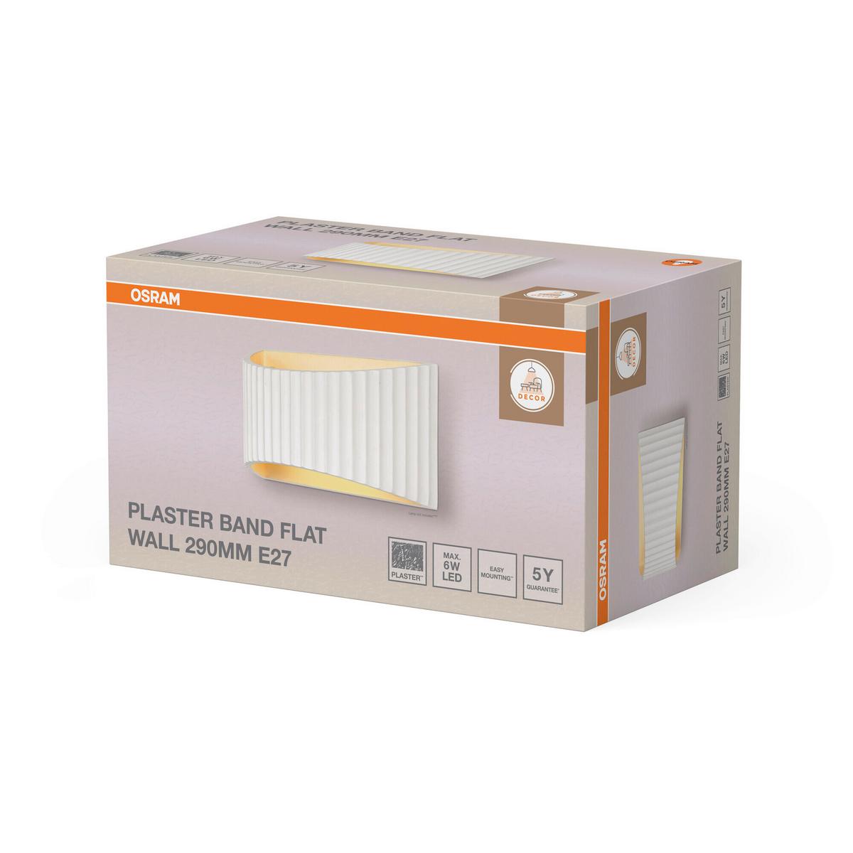 KINKIET DCR PLSTR BANDFLAT W 290 1XE27 - biały, Basics, kamień (29/11,8/15cm) - Osram