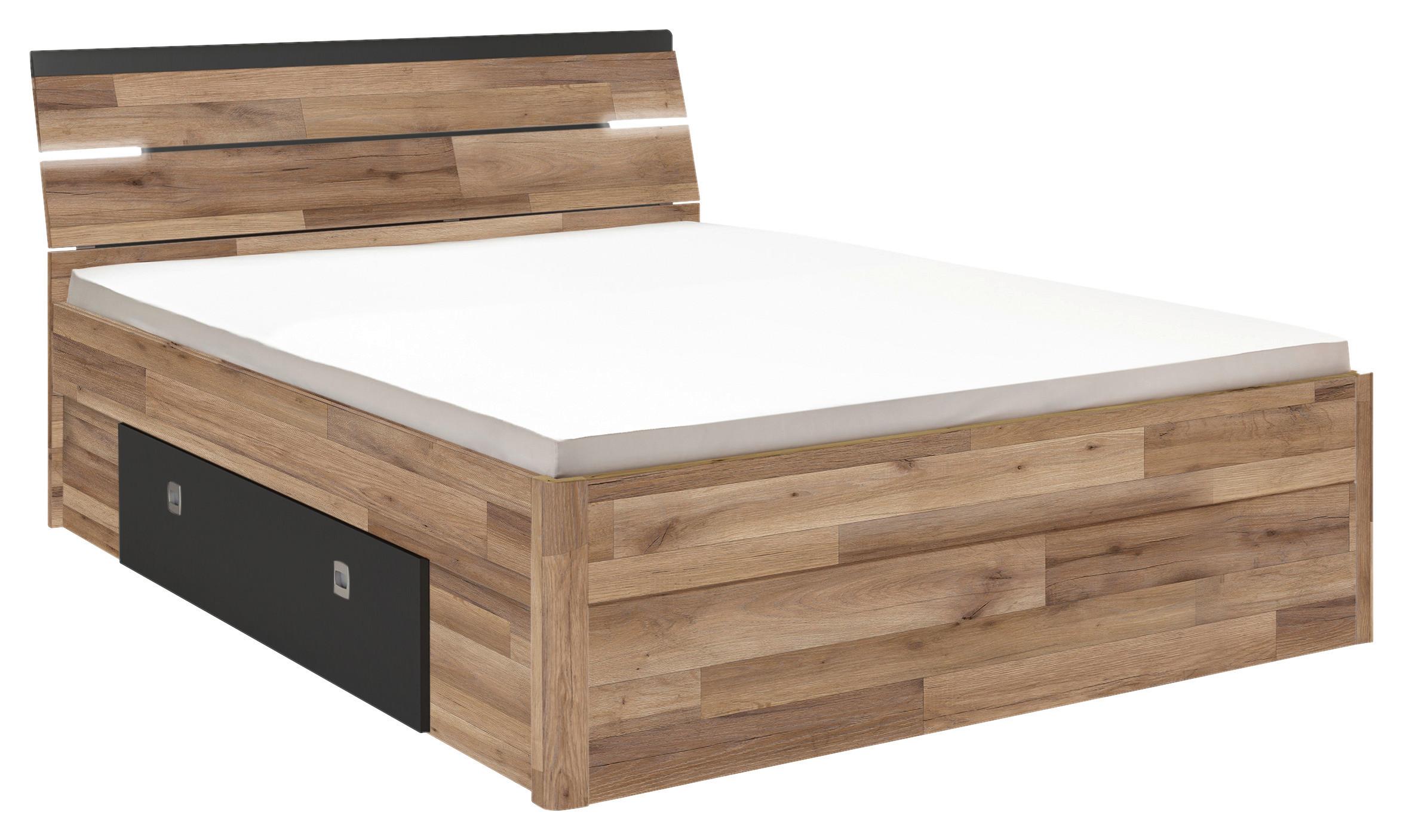 Postelja Mars, S Predali, 160x200 - temno siva/črna, Konvencionalno, umetna masa/leseni material (160/200cm) - MID.YOU