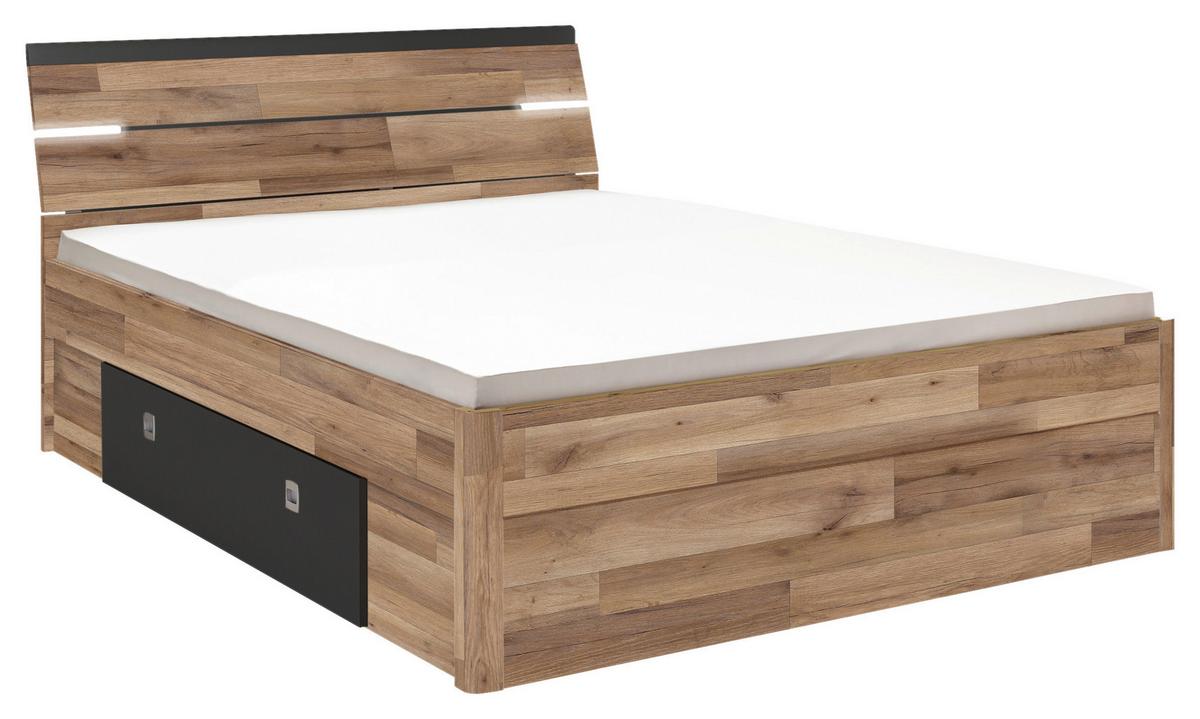 Postelja Mars, S Predali, 160x200 - temno siva/črna, Konvencionalno, umetna masa/leseni material (160/200cm) - MID.YOU