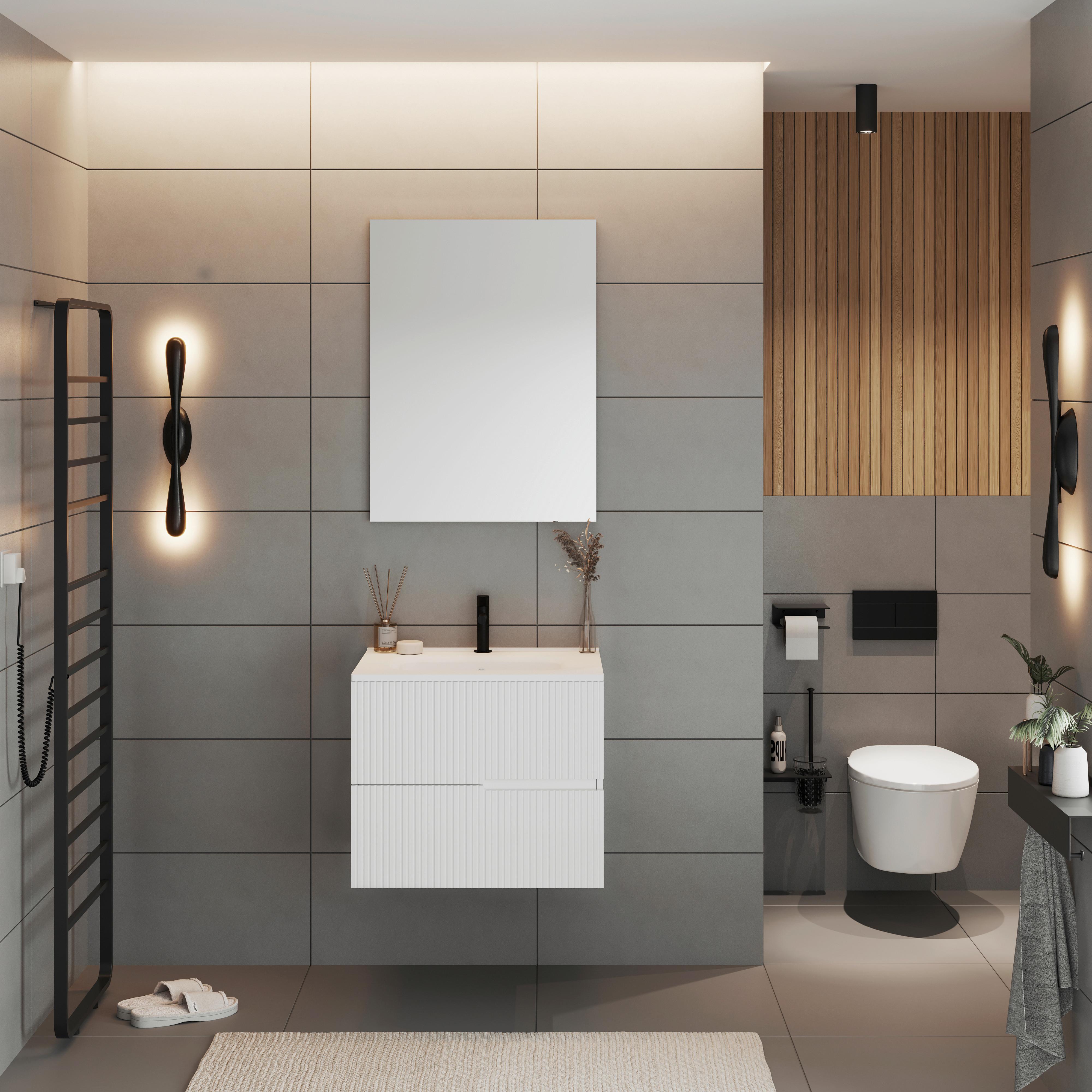 MASCĂ PENTRU LAVOAR EVA - alb lucios intens/antracit, Modern, material pe bază de lemn (60/51/46cm)