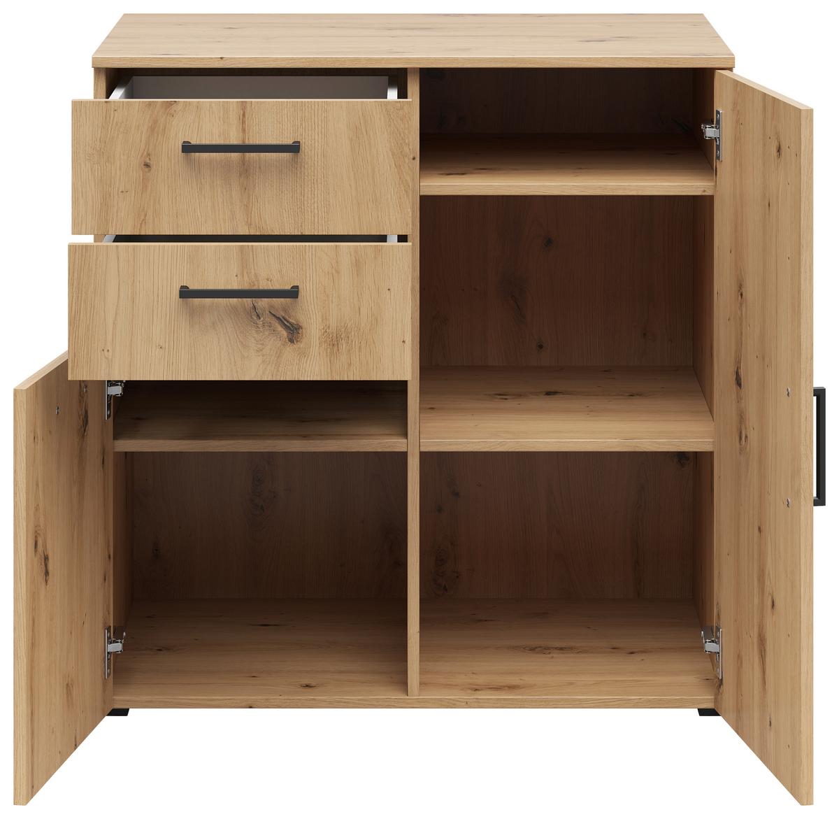 Kommode Multistauraum Eiche Artisan - Anthrazit/Schwarz, Modern, Holzwerkstoff/Kunststoff (80/83/52cm) - Premium Living