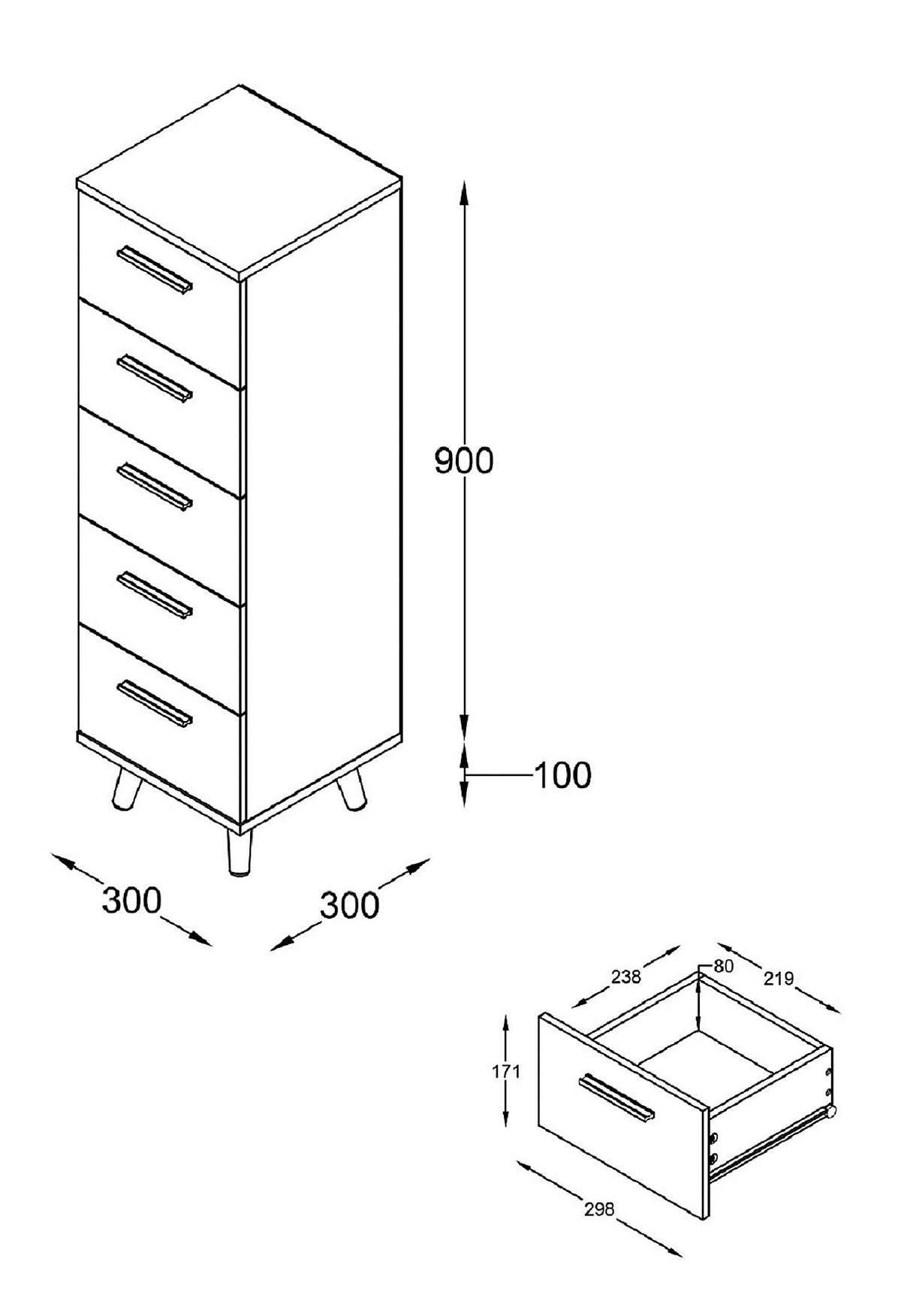 Midischrank Landos ca. 30x1800 cm Anthr./Weiß - Anthrazit/Silberfarben, MODERN, Holzwerkstoff/Kunststoff (30/100/30cm) - MID.YOU