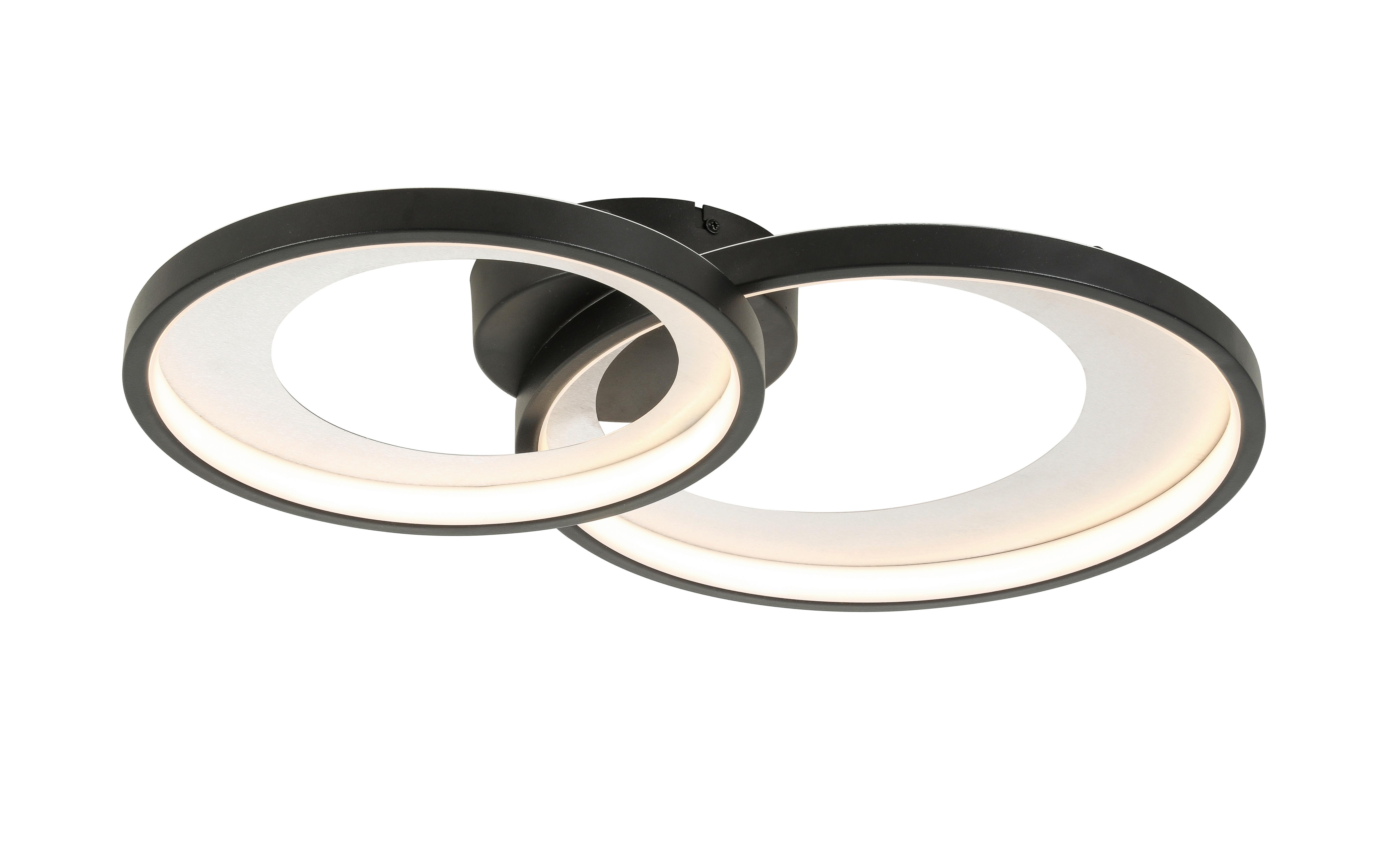 LAMPA SUFITOWA LED RING - kolor srebrny/czarny, Design, tworzywo sztuczne/metal (55/35/8,5cm) - Novel