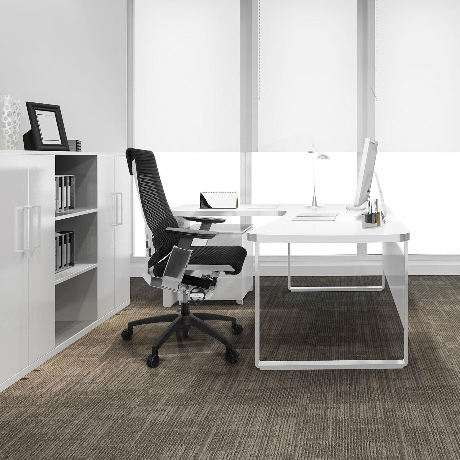 Pisarniški Stol Genidia Smart White, Bela, Črna - barve kroma/črna, Moderno, umetna masa/tekstil (70/112/55cm) - MID.YOU