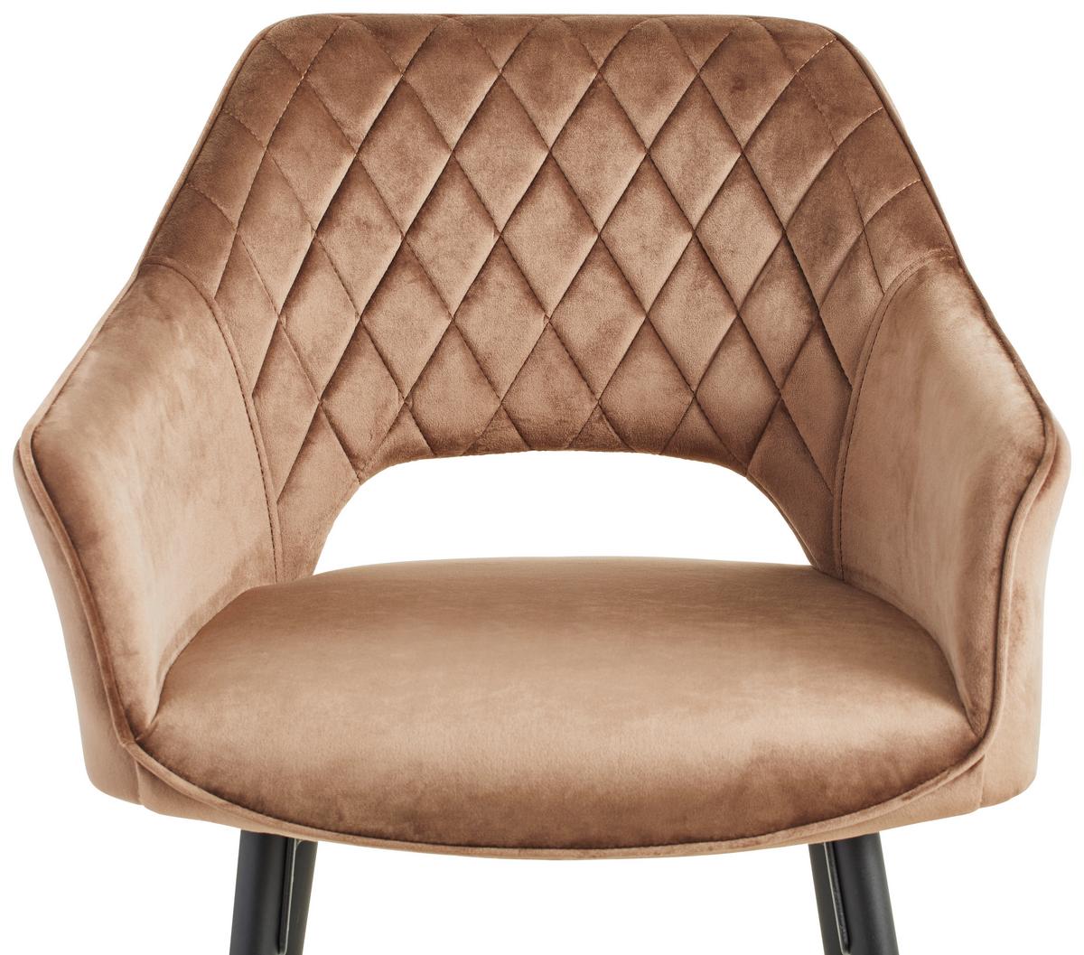 STOŁEK BAROWY PORTOFINO - czarny/taupe, Modern, metal/tkanina (55/105/53cm) - MID.YOU