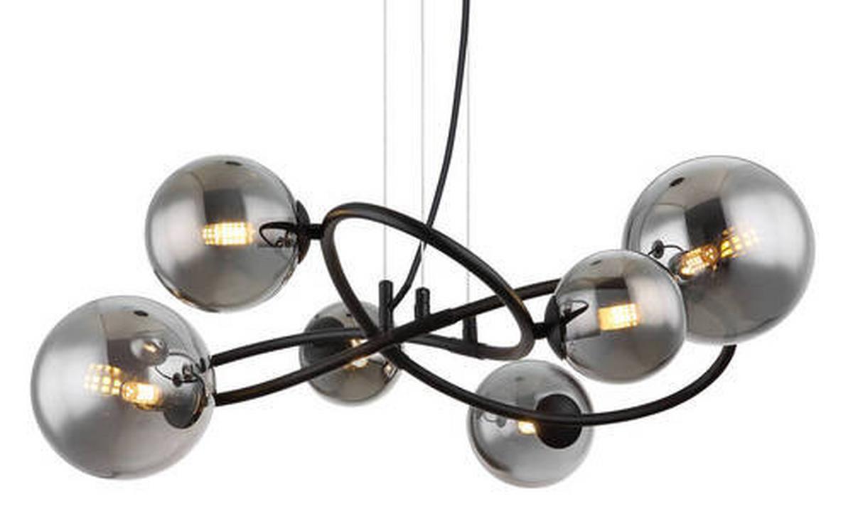 LED-HÄNGELEUCHTE 56133-6H - Transparent/Schwarz, Design, Glas/Kunststoff (62,2/58,8/120cm) - Globo