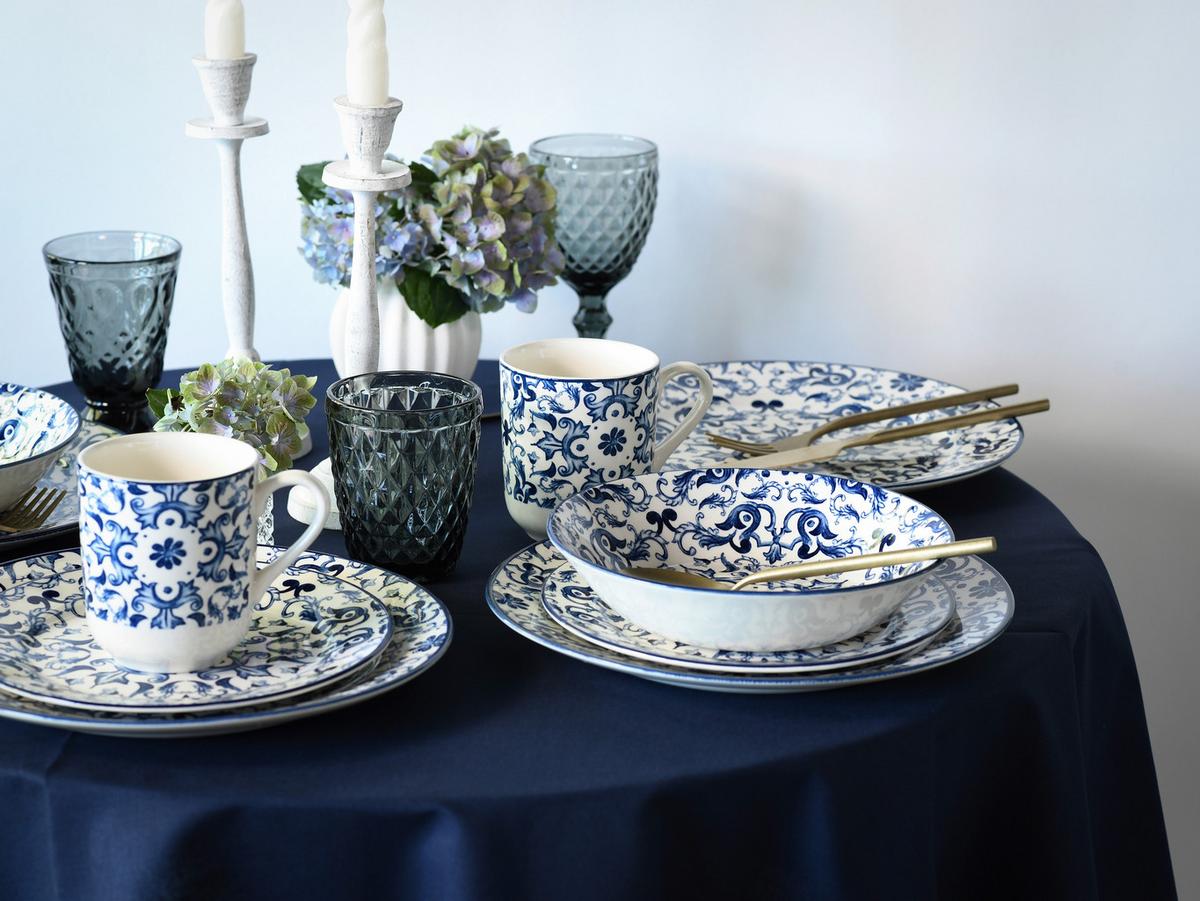 Kombinirani Servis Fresco, 16-Delni - modra/bela, Basics, keramika - Creatable