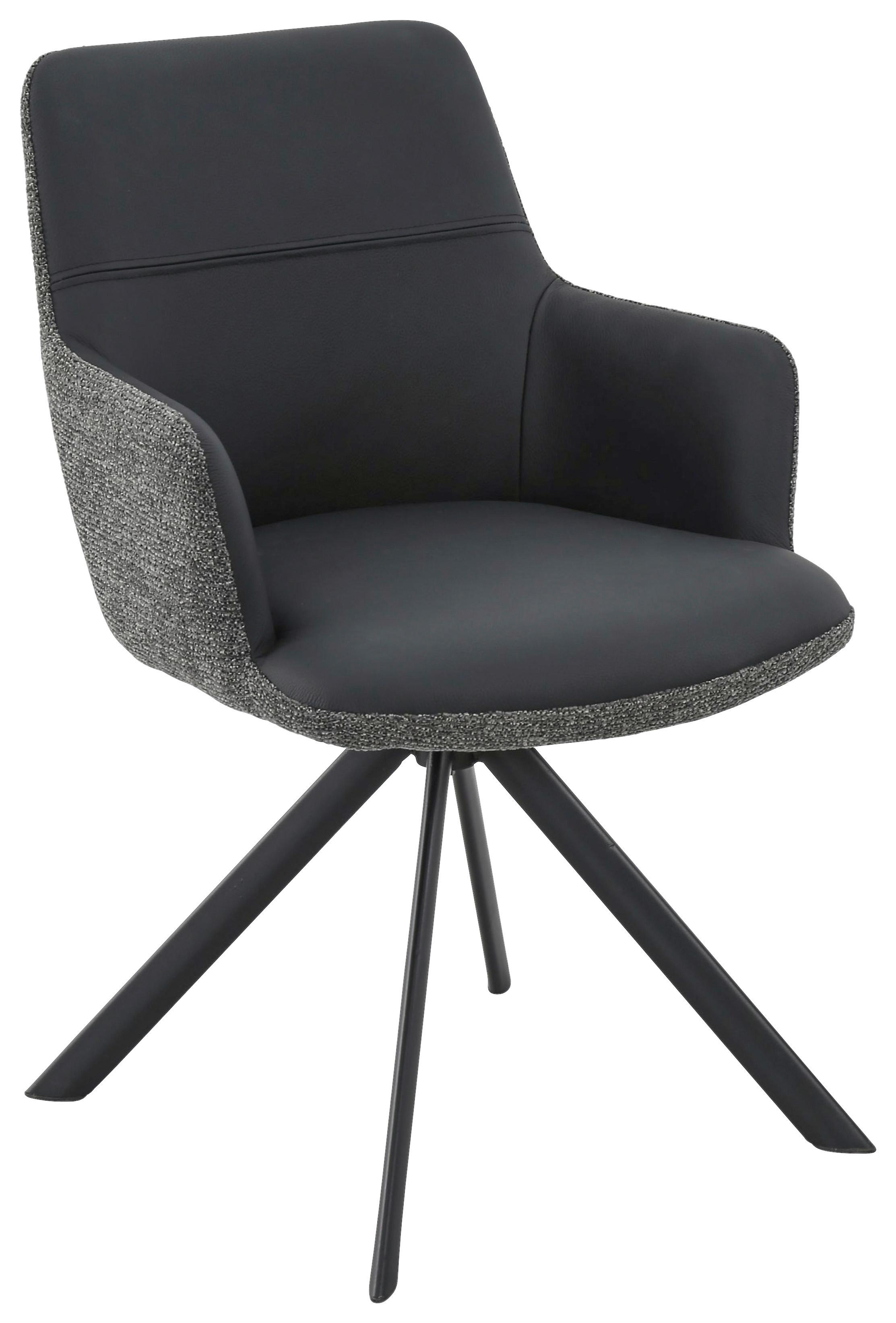 STOL MED ARMSTÖD JOSY -BASED- - grå/svart, Design, metall/läder (57/86/61cm) - Based