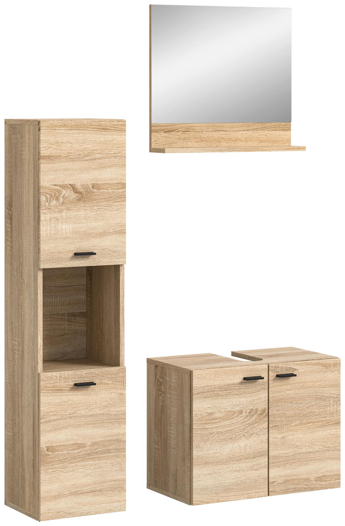 Kopalnica Boston, Hrast - črna/hrast sonoma, Moderno, umetna masa/steklo (87cm) - MID.YOU