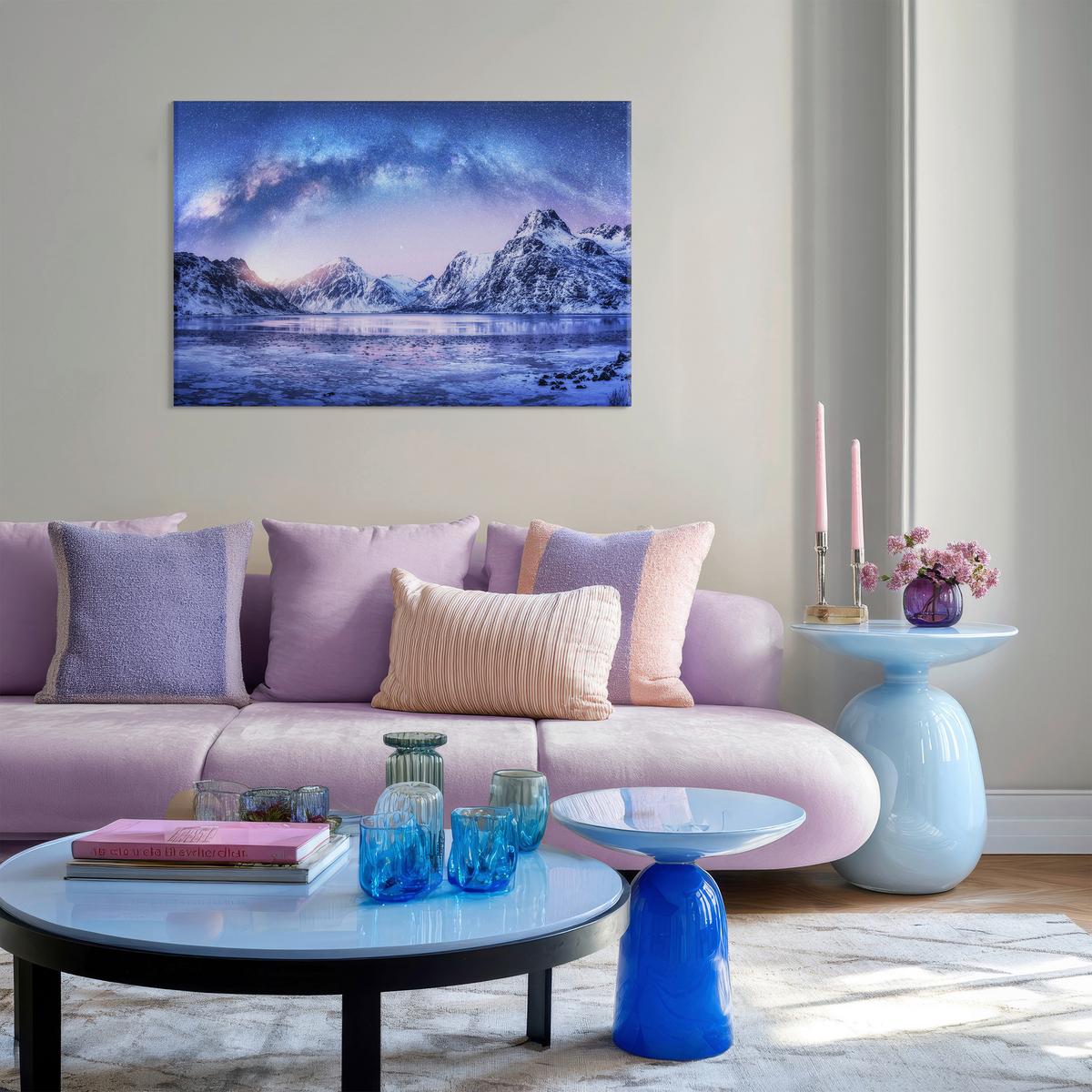 Leinwandbild Silver Blau/Pink - Blau/Pink, Holzwerkstoff/Textil (120/80cm) - Mömax